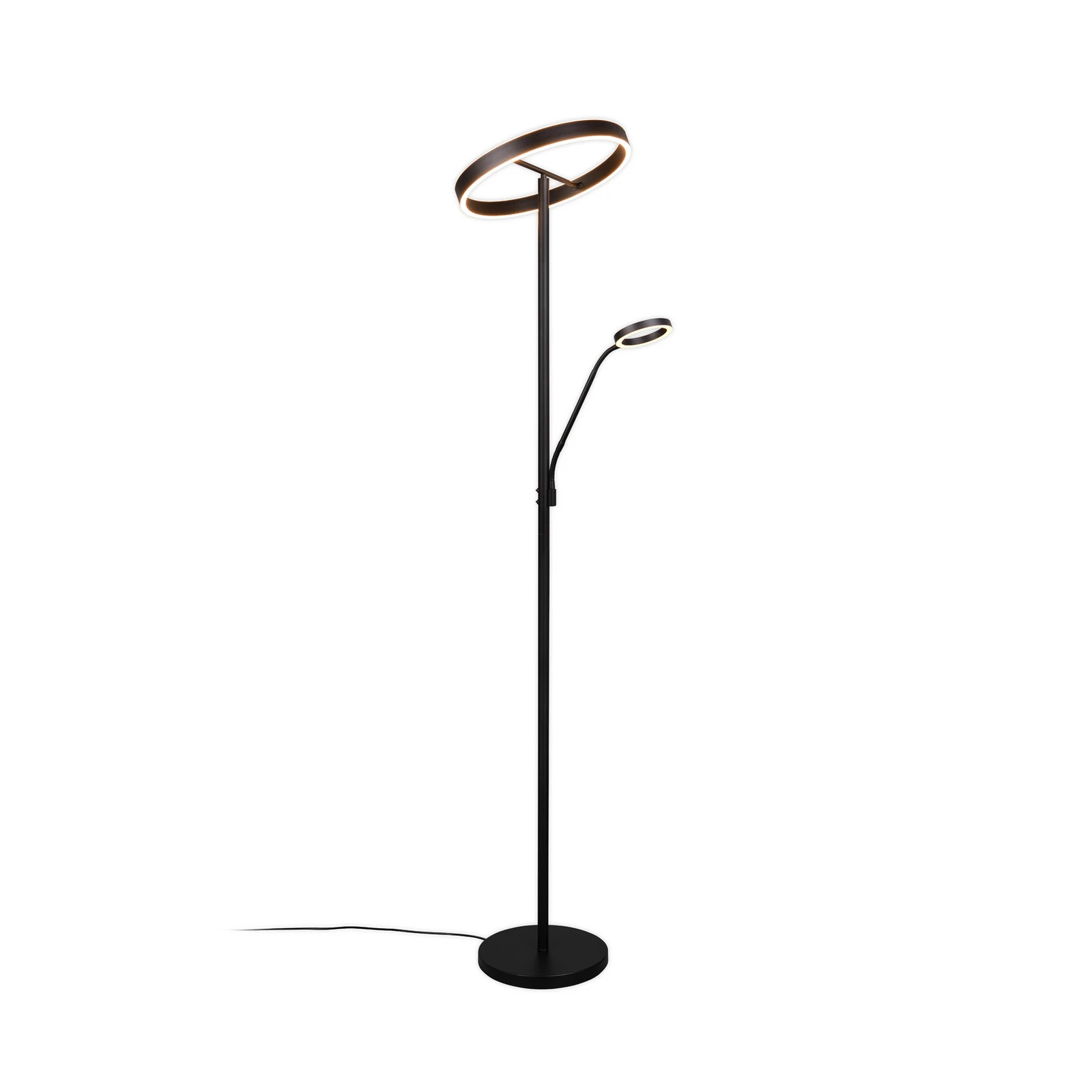 Lampe sur pied LED Willis, noir, hauteur 180 cm métal CCT variateur d'intensité