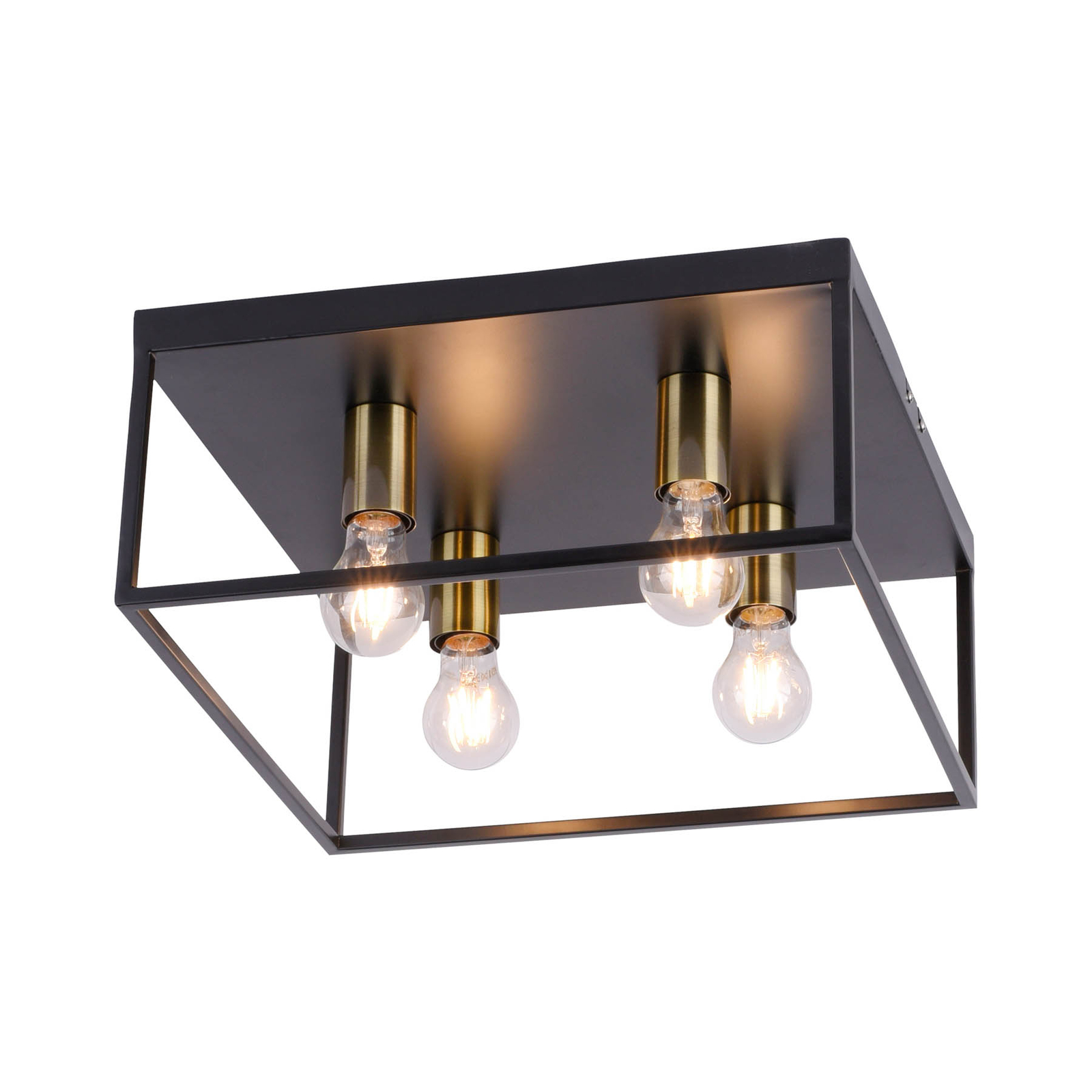 Fabio loftlampe, 4 lyskilder, sort/guld
