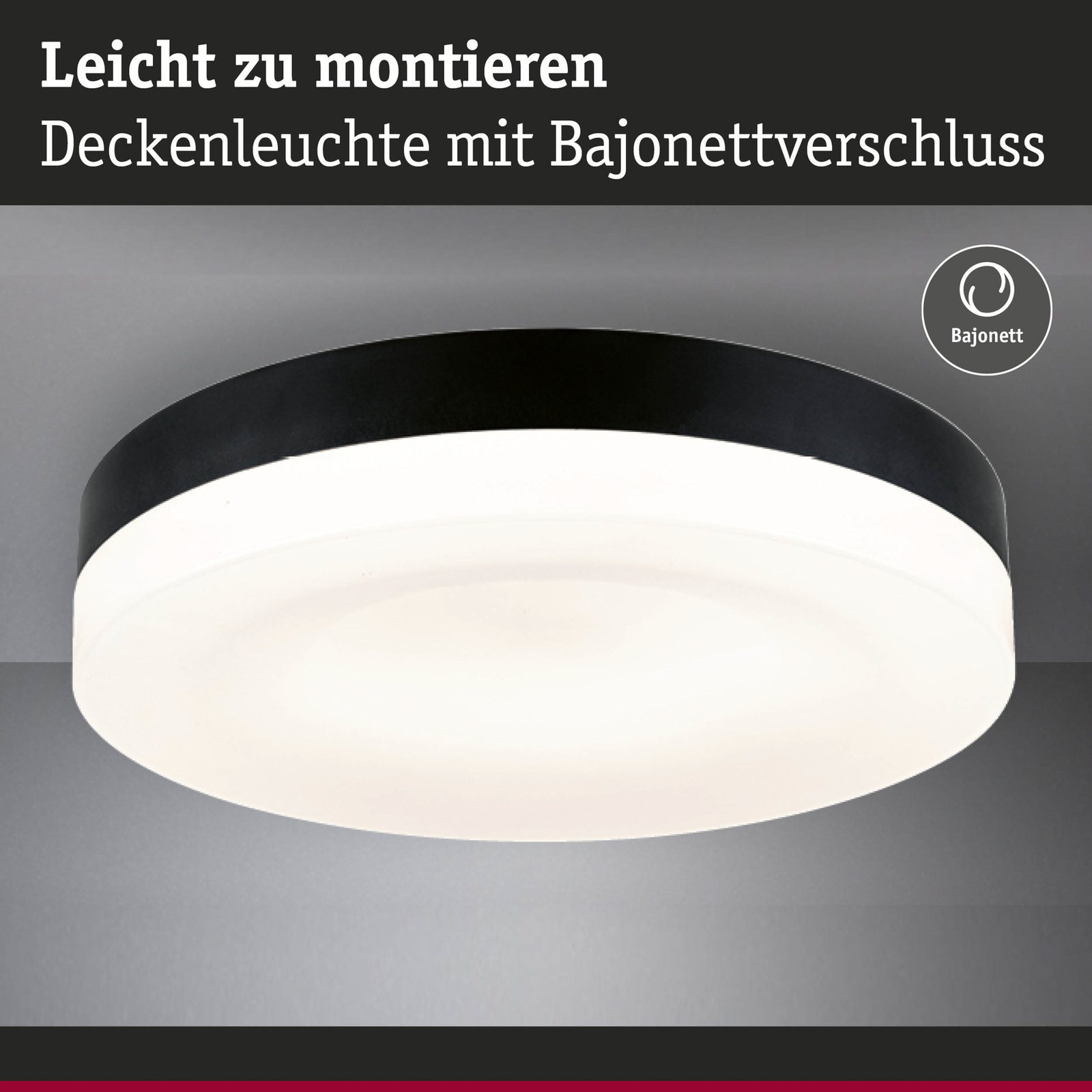 Amalie LED Plafonnier 3-step Dim. Matt Noir - Paulmann