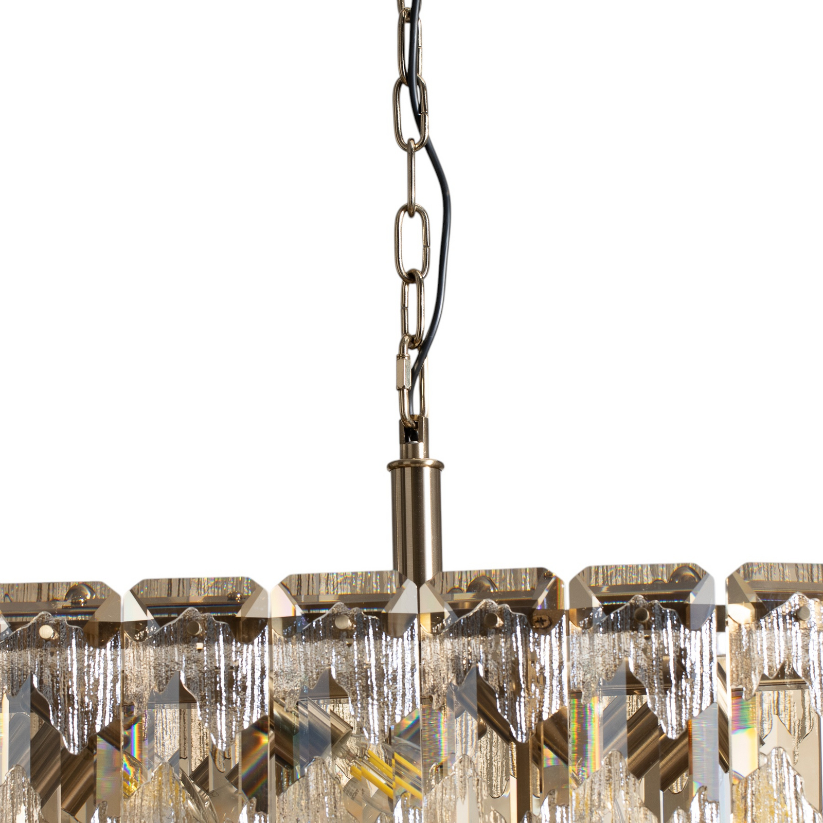 Hanglamp Orvin, messing antiek 96x30 cm glas/metaal 16-lichts.