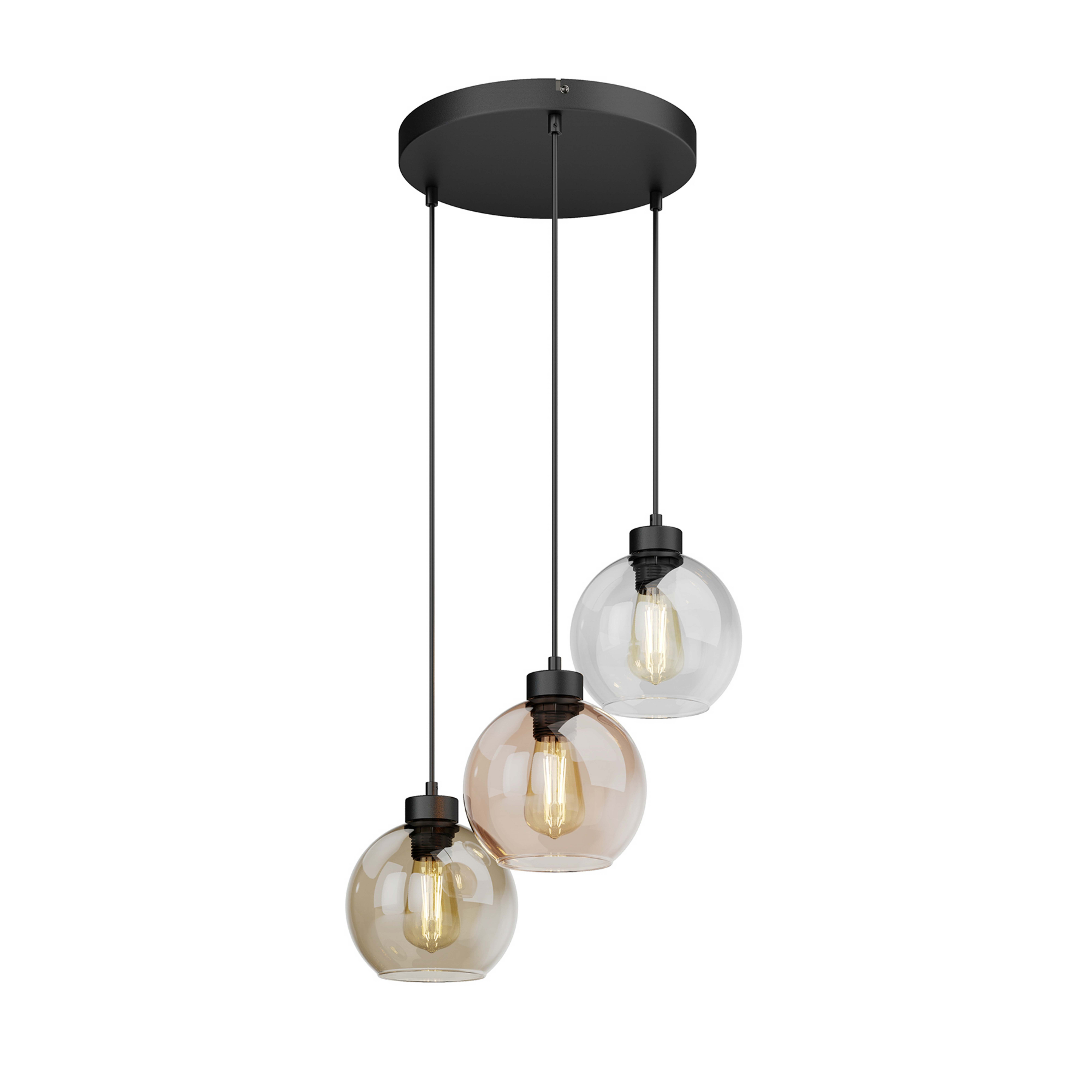 Cubus Hängeleuchte Ø 50 cm 3-flammig klar/honig braun Glas