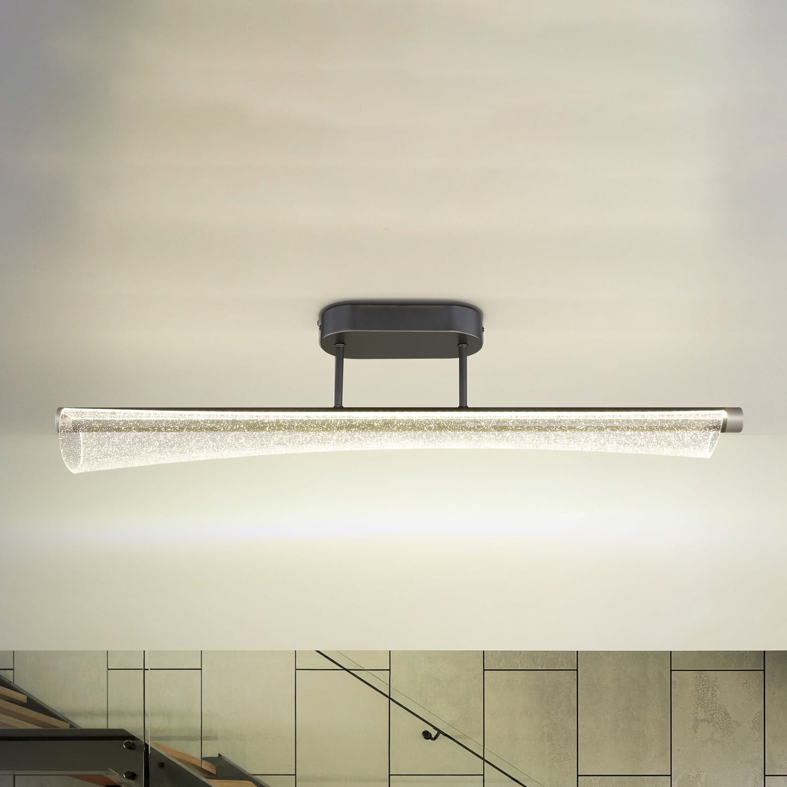 Plafonnier LED Malinda, transparent/anthracite, 81 cm de long, CCT
