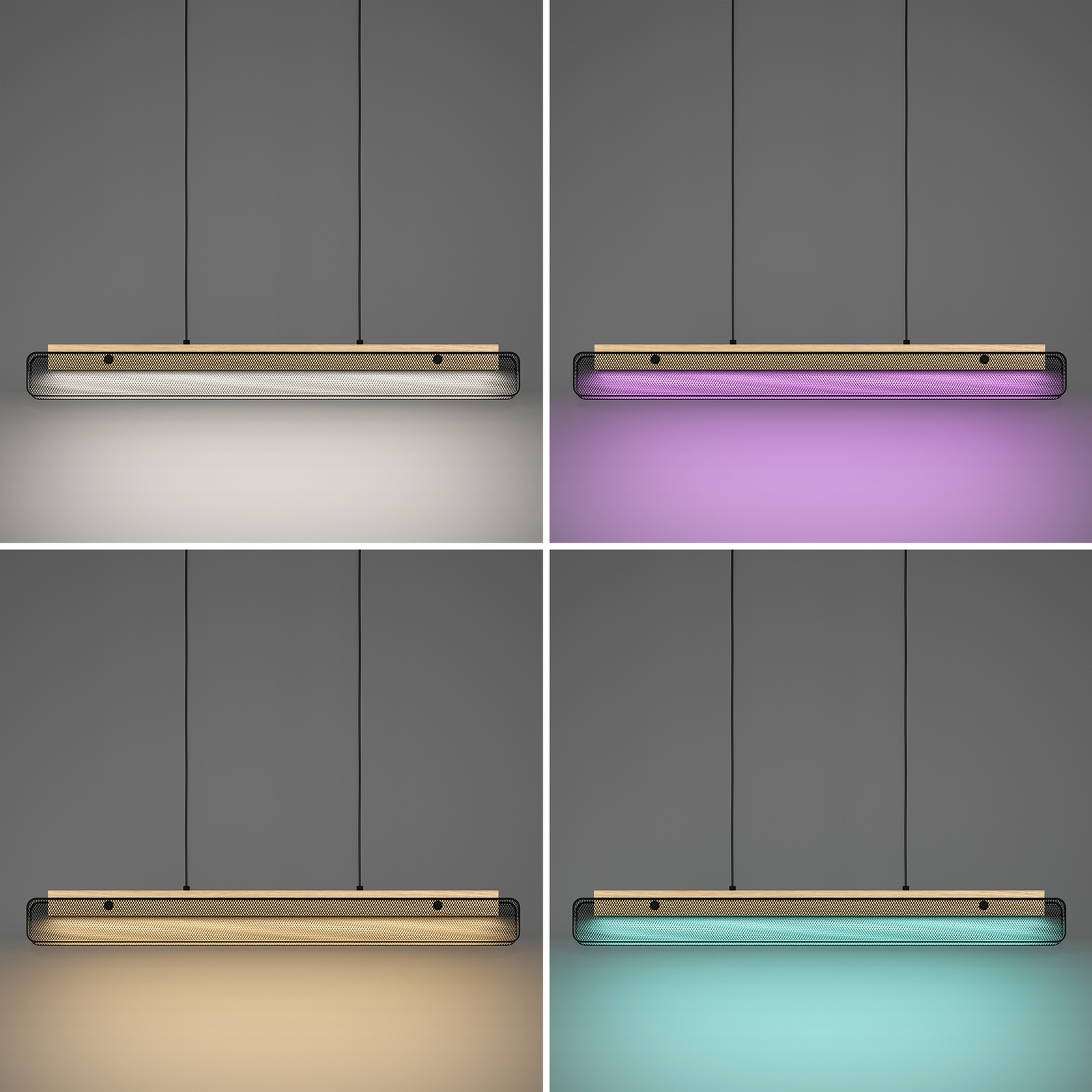 EGLO connect LED závěsné svítidlo Kokomo-Z, černá, dřevo, ocel