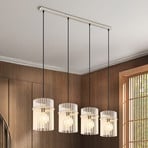 Hänglampa Gorley, vit/sand, glas, 110 cm, 4 lampor, E27