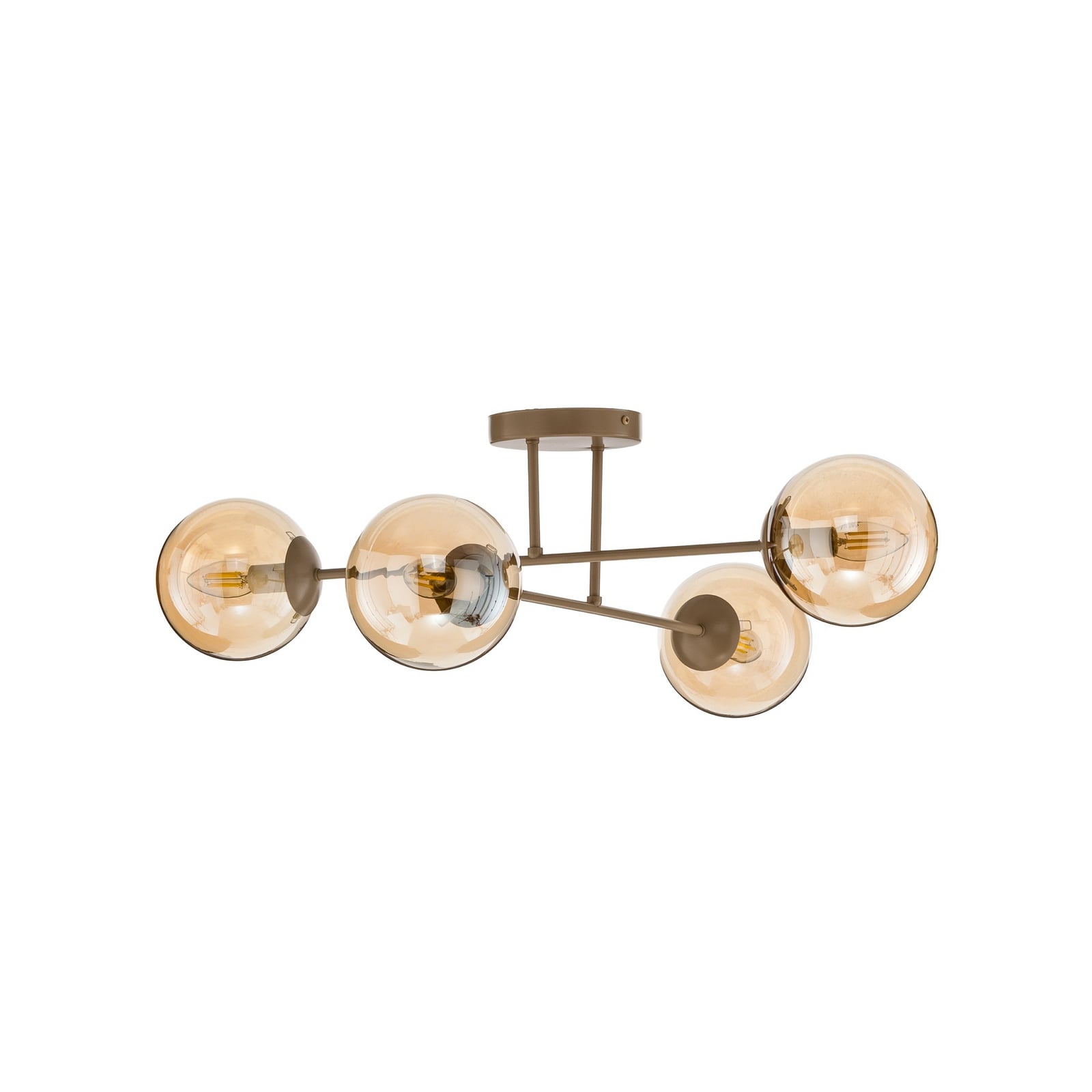 Plafoniera ROMA, beige, lunghezza 75 cm, a 4 luci, vetro/metallo Plafoniera ROMA, beige, lunghezza 75 cm, a 4 luci, vetro/metallo