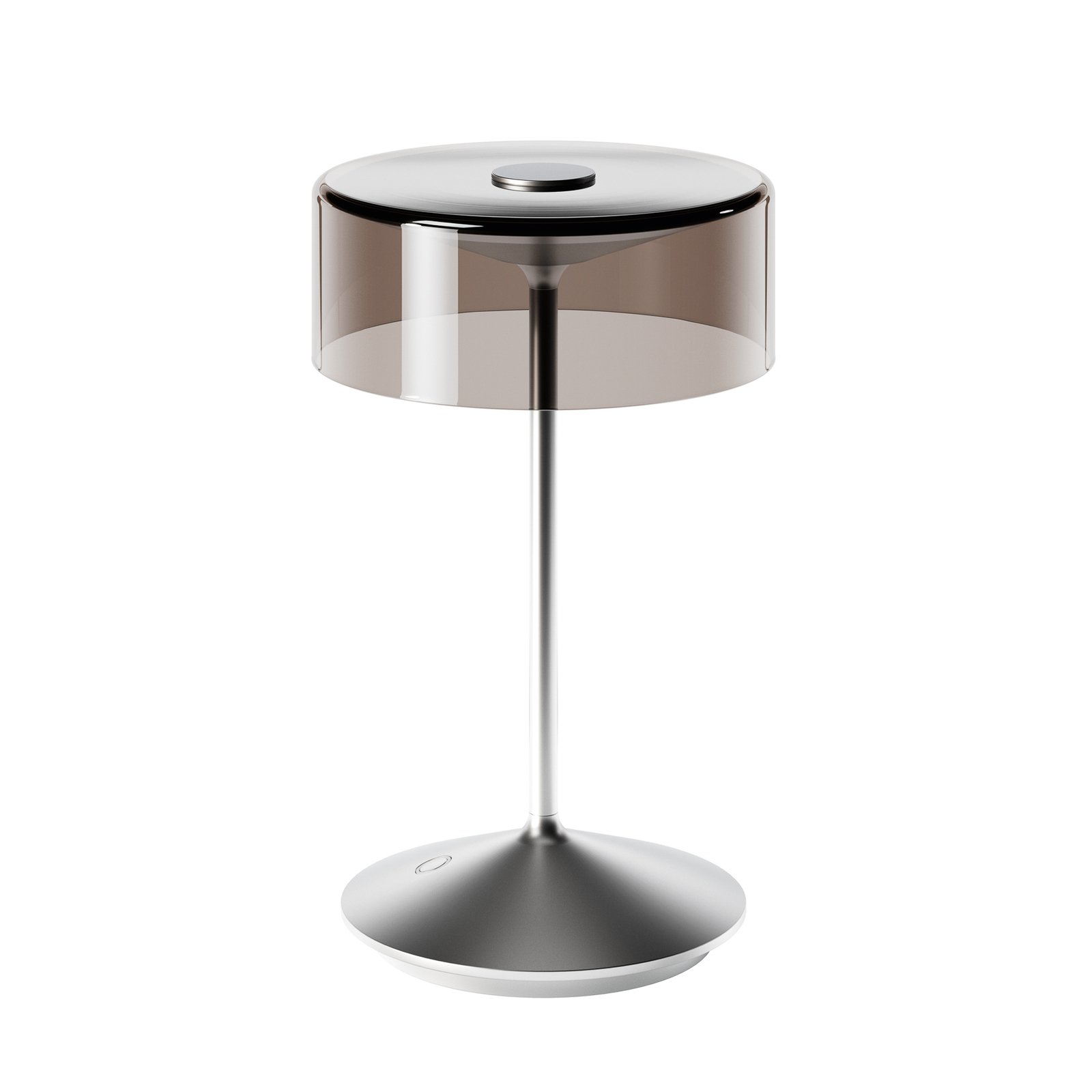 Numotion LED-uppladdningsbar bordslampa, silver, glas, IP54, dimbar