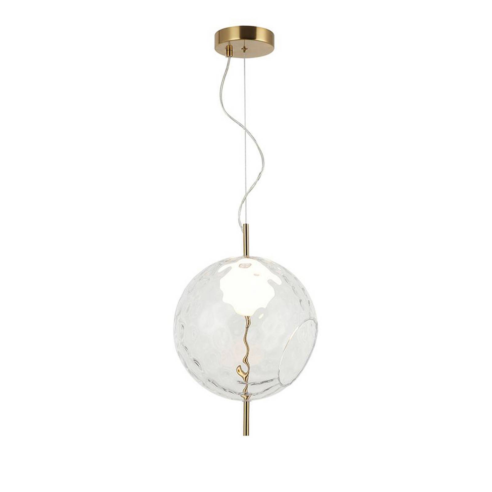 Lampa wisząca LED Dalia, przezroczysta/złota, Ø 30 cm, szkło