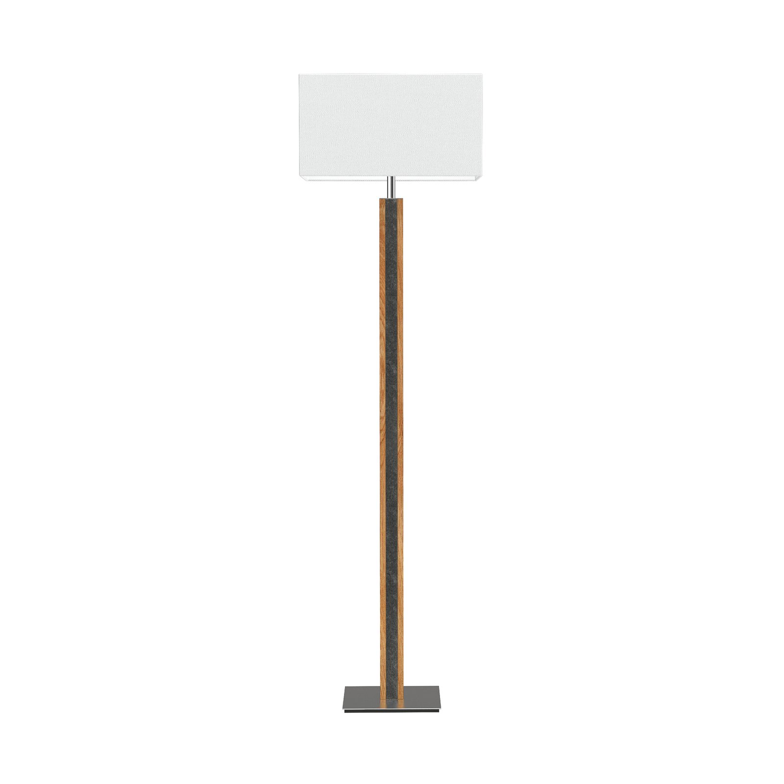 HerzBlut floor lamp Karl G, angular, wood/granite, white, E27