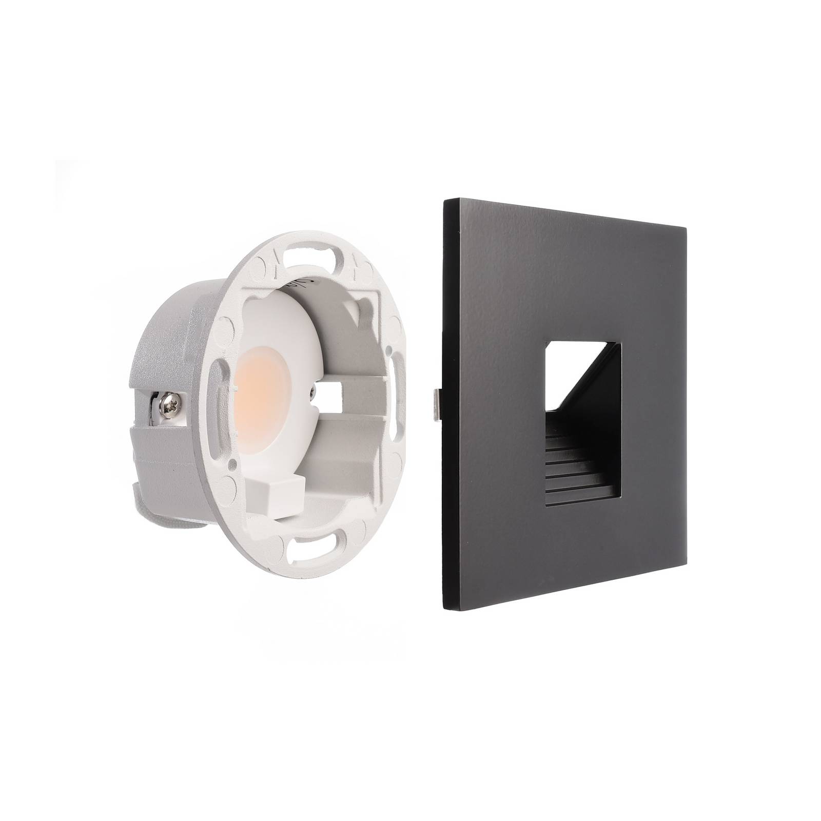 Deko-Light LED wand inbouwlamp SET Alwaid zwart 8 x 8 cm niveau 2.700K