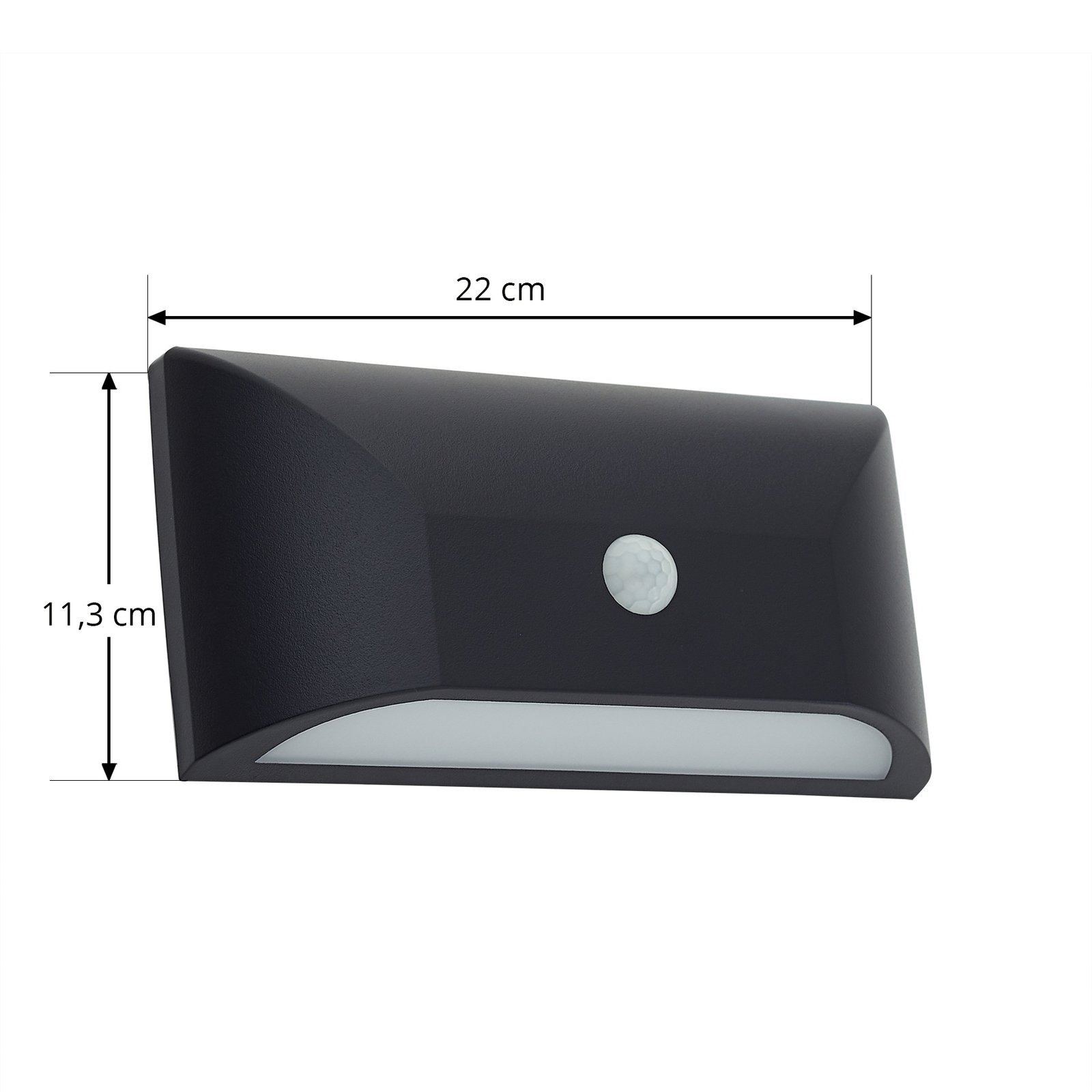 Lindby Candeeiro de parede exterior LED Siana, preto, PC, sensor