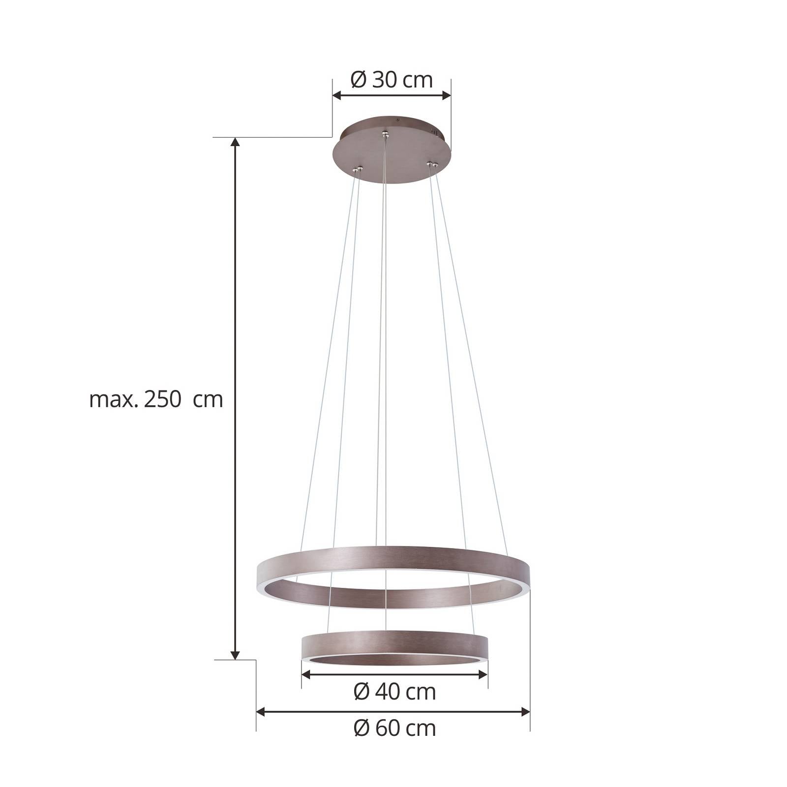  Lucande Lucande Smart Led-hängeleuchte Yonam, Kaffee, 2-flg., Tuya 