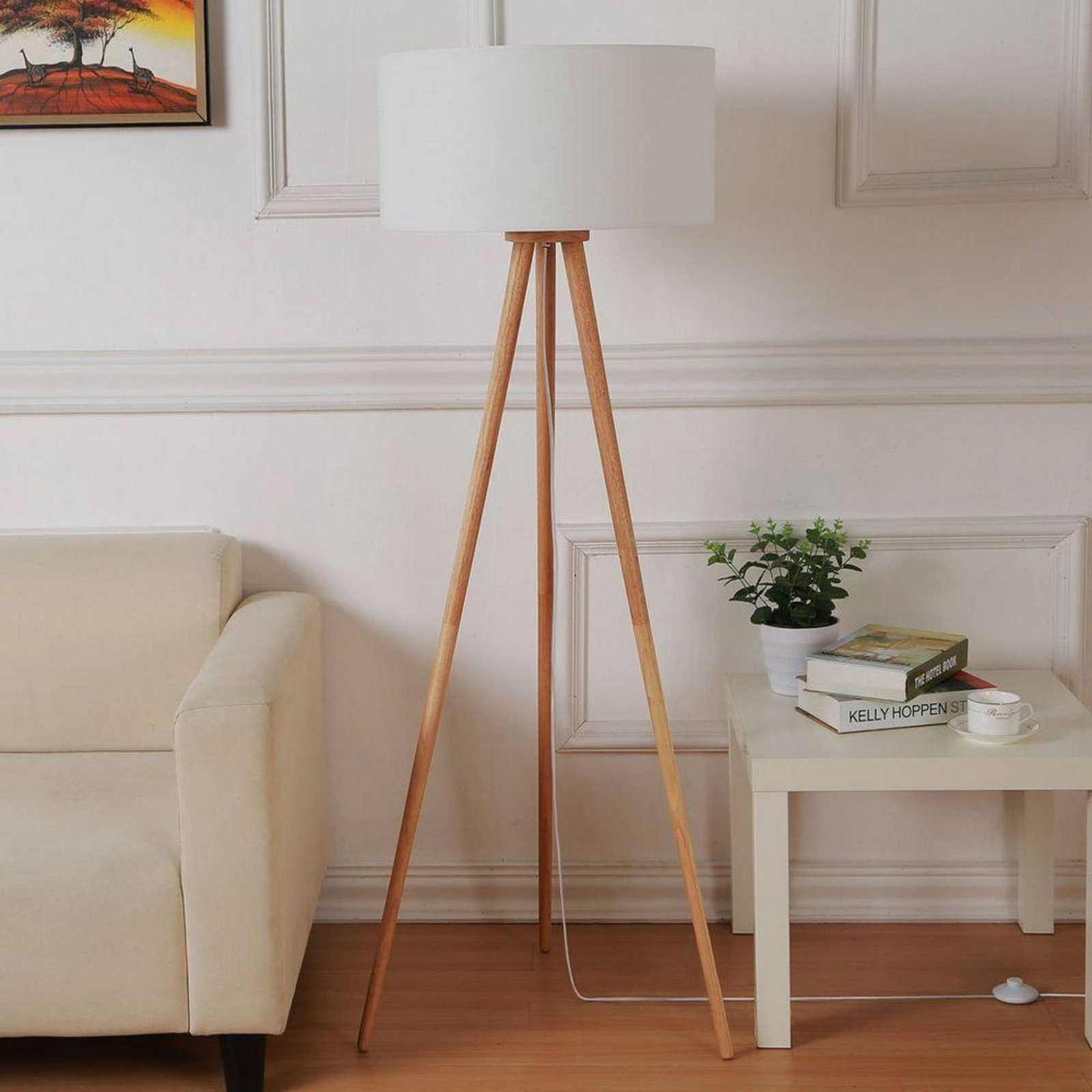 Charlia Lampadar White/Wood - Lindby