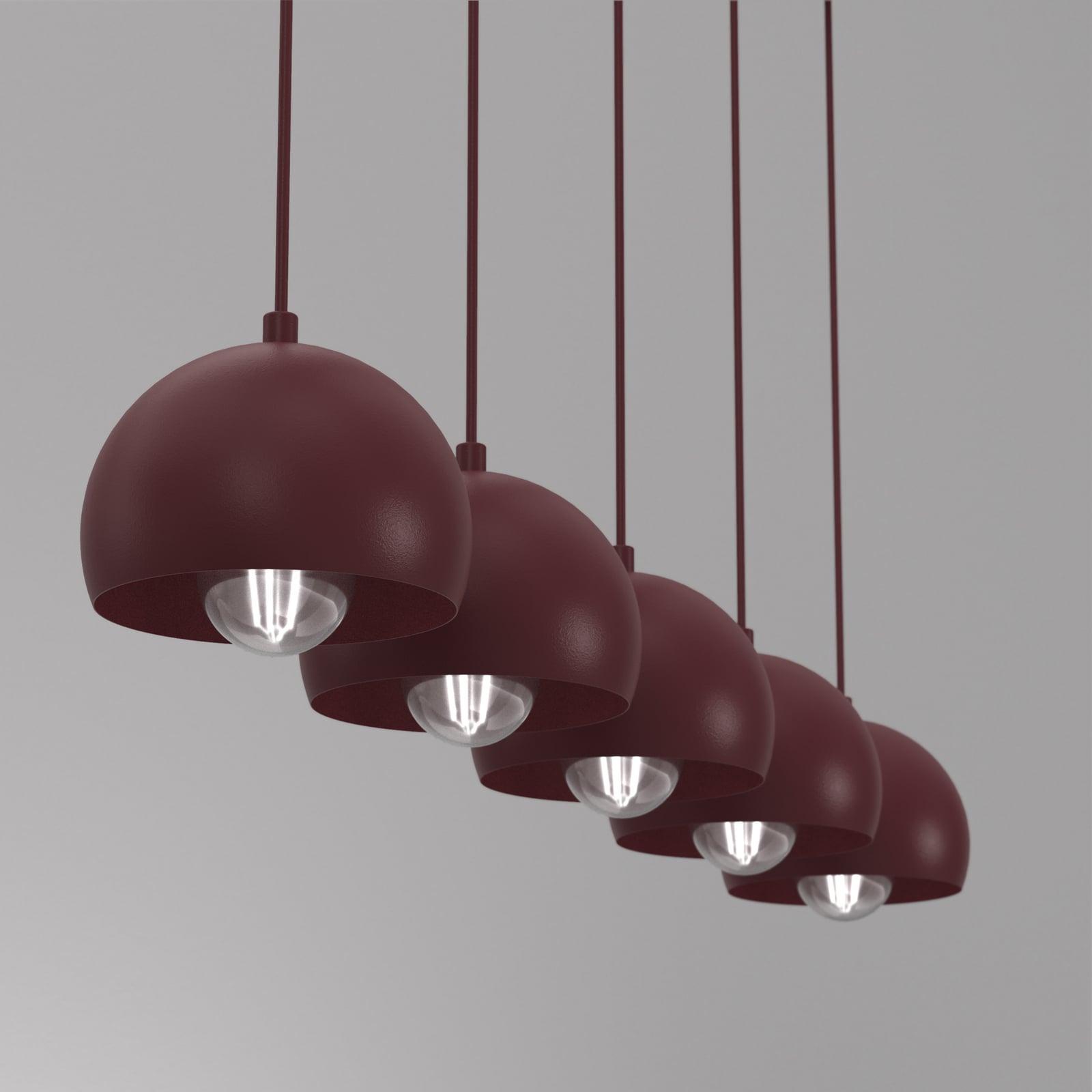 Sool hanging light, dark red, length 95 cm, 5-bulb, metal, E27 Sool hanging light, dark red, length 95 cm, 5-bulb, metal, E27