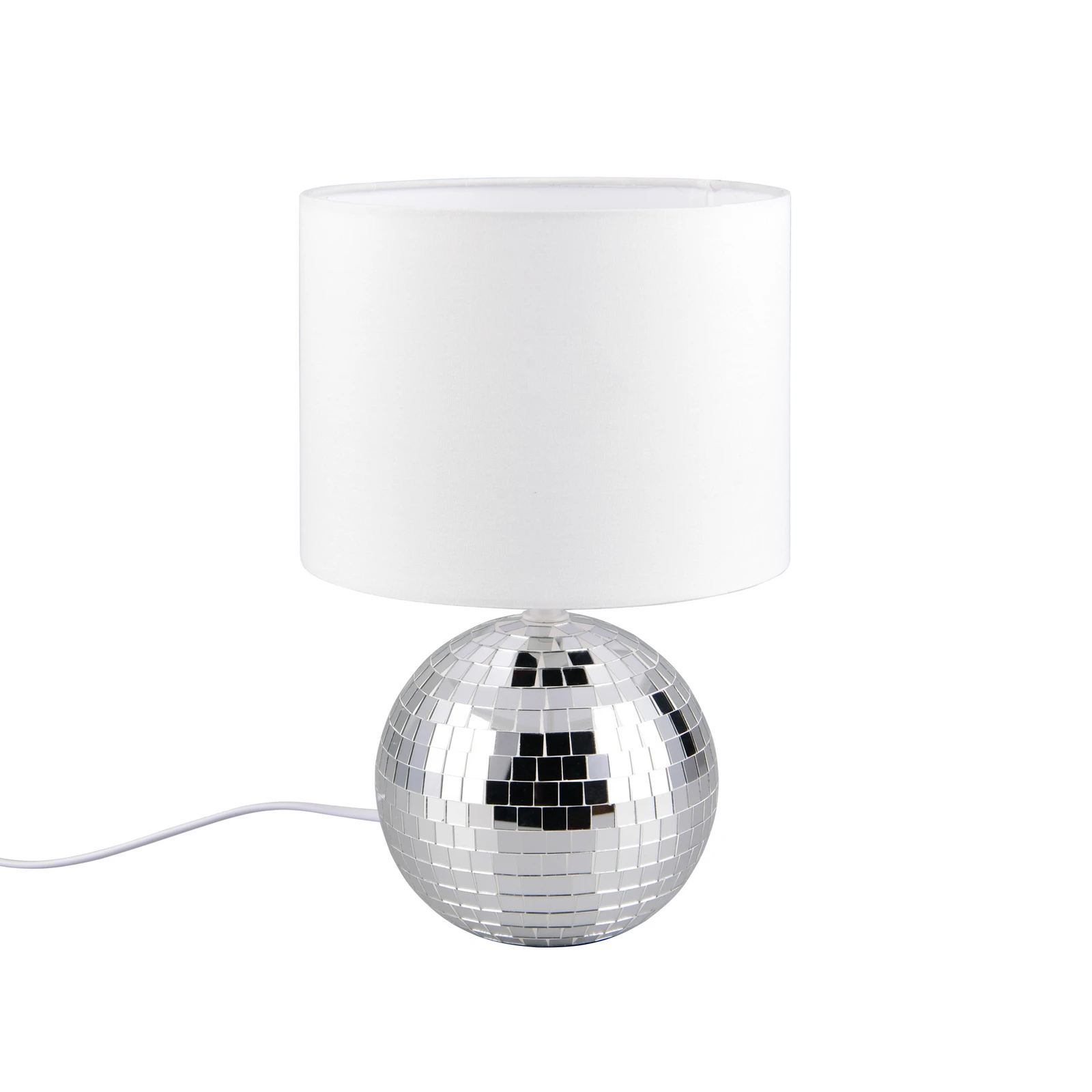 Lampe à poser Glitza, chrome/blanc, tissu, plastique, E14