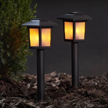 two cage solar stake lights