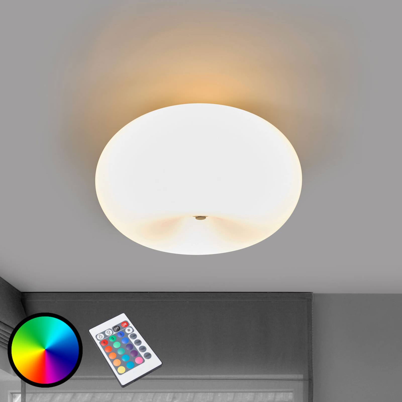LED-plafondlamp Optica-C RGBW met afstandsbed.