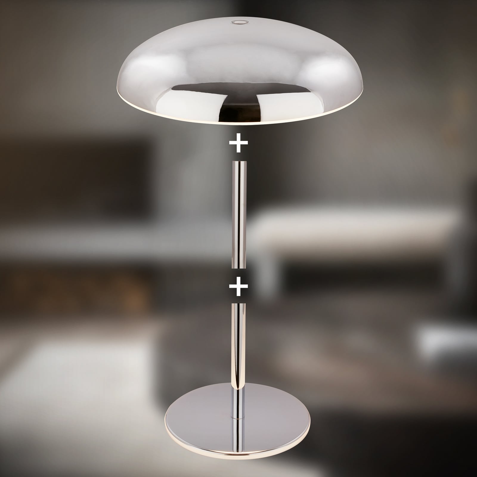 LED акумулаторна настолна лампа Brilo unplugged Caxa 30 cm, хром