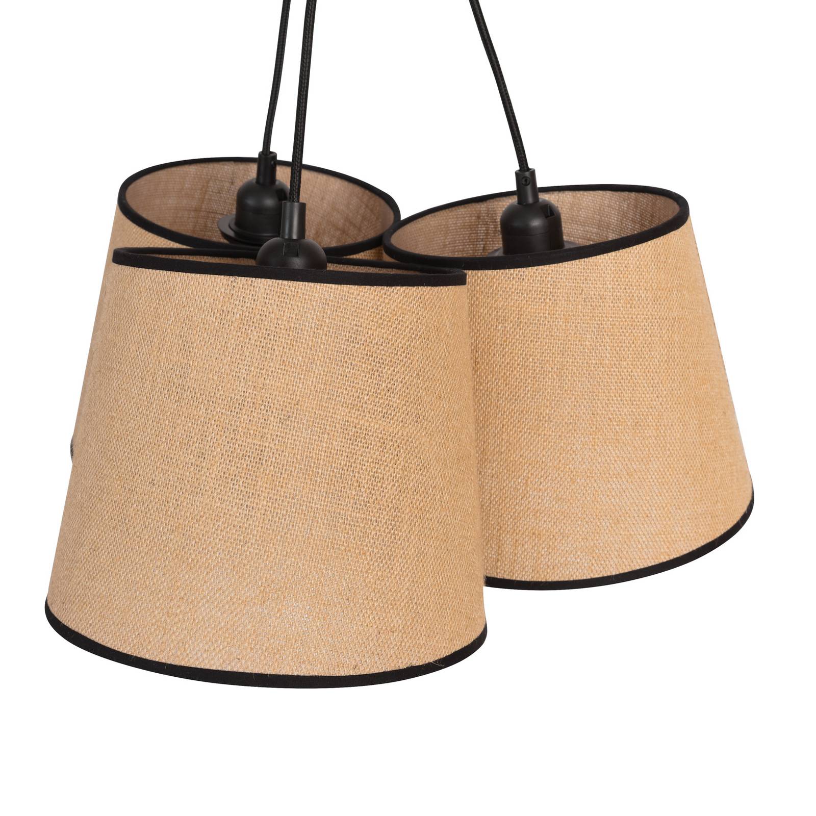 Lampa wisząca Jute&black 3-pkt. Ø klosza 36cm