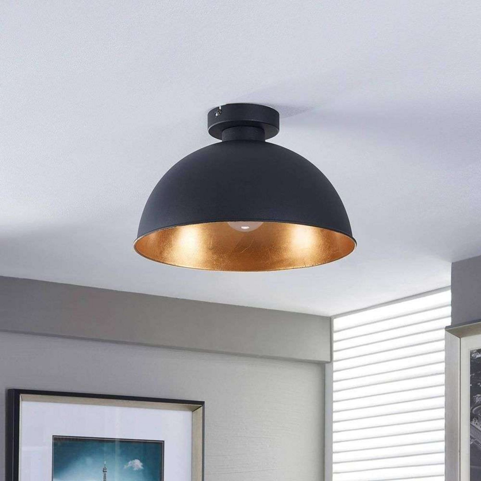 Lya Ceiling Lamp Ø31 Black/Gold - Lindby