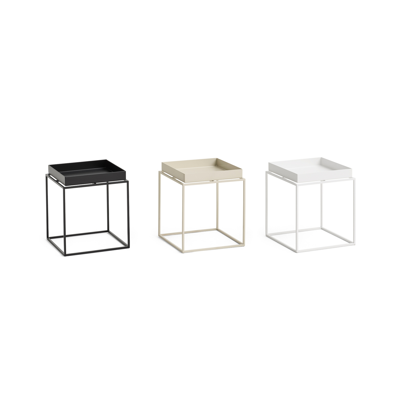 Table d'appoint Tray noire/grise 40 x 40 cm, acier/silicone - HAY Table d'appoint Tray noire/grise 40 x 40 cm, acier/silicone - HAY