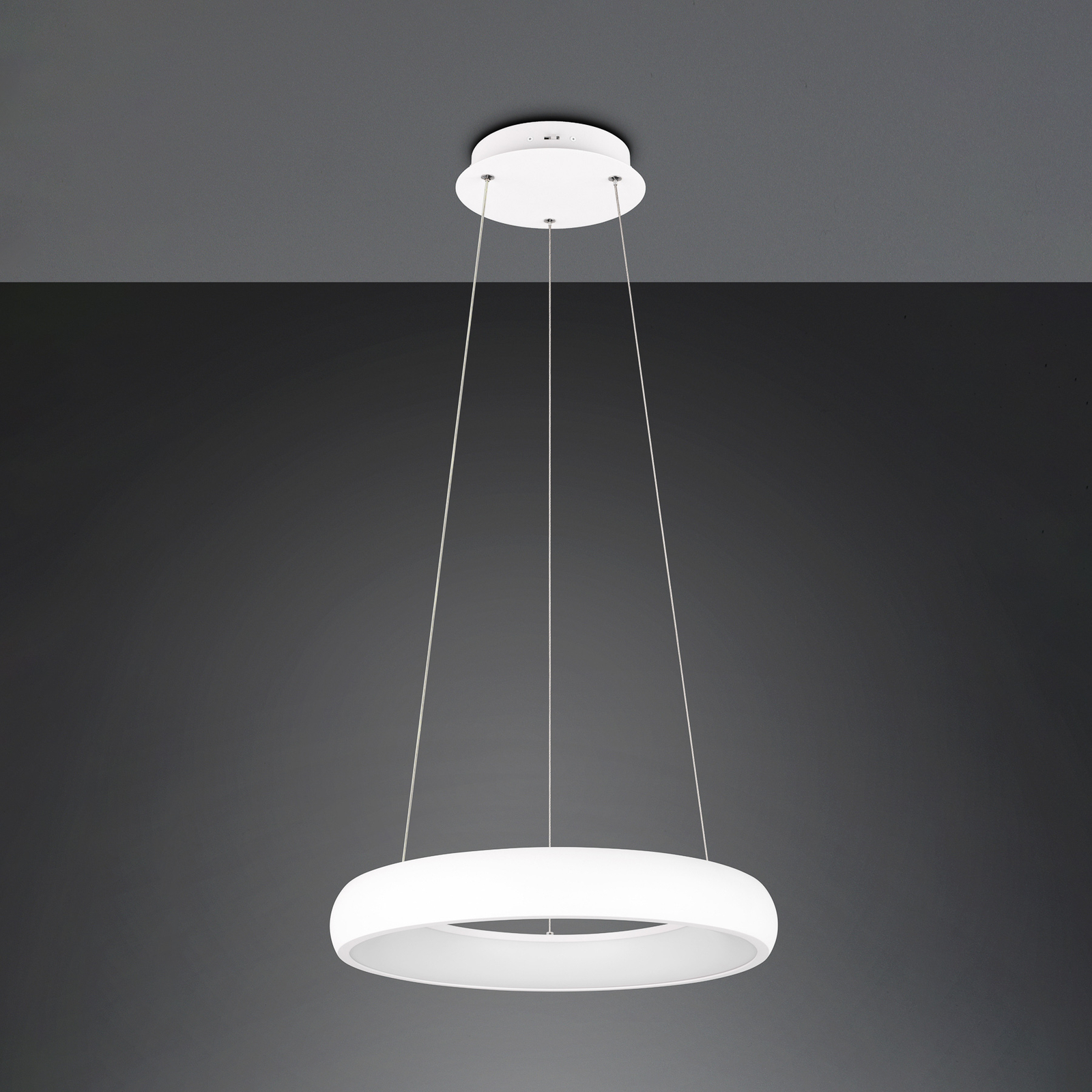 Suspension LED Cardona, Ø 46,5 cm, blanc, CCT, métal