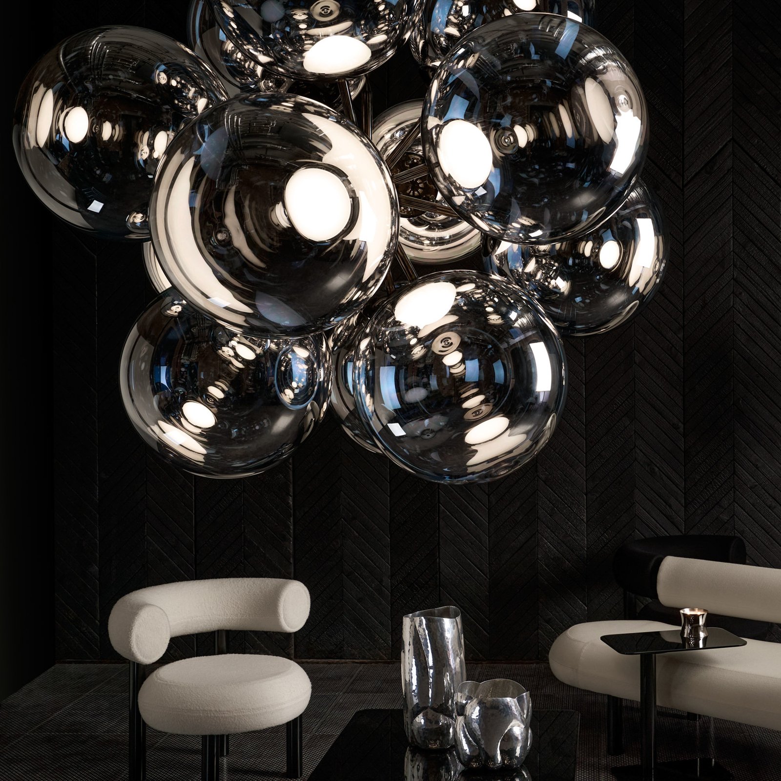 Tom Dixon Globe Burst chandelier chrome