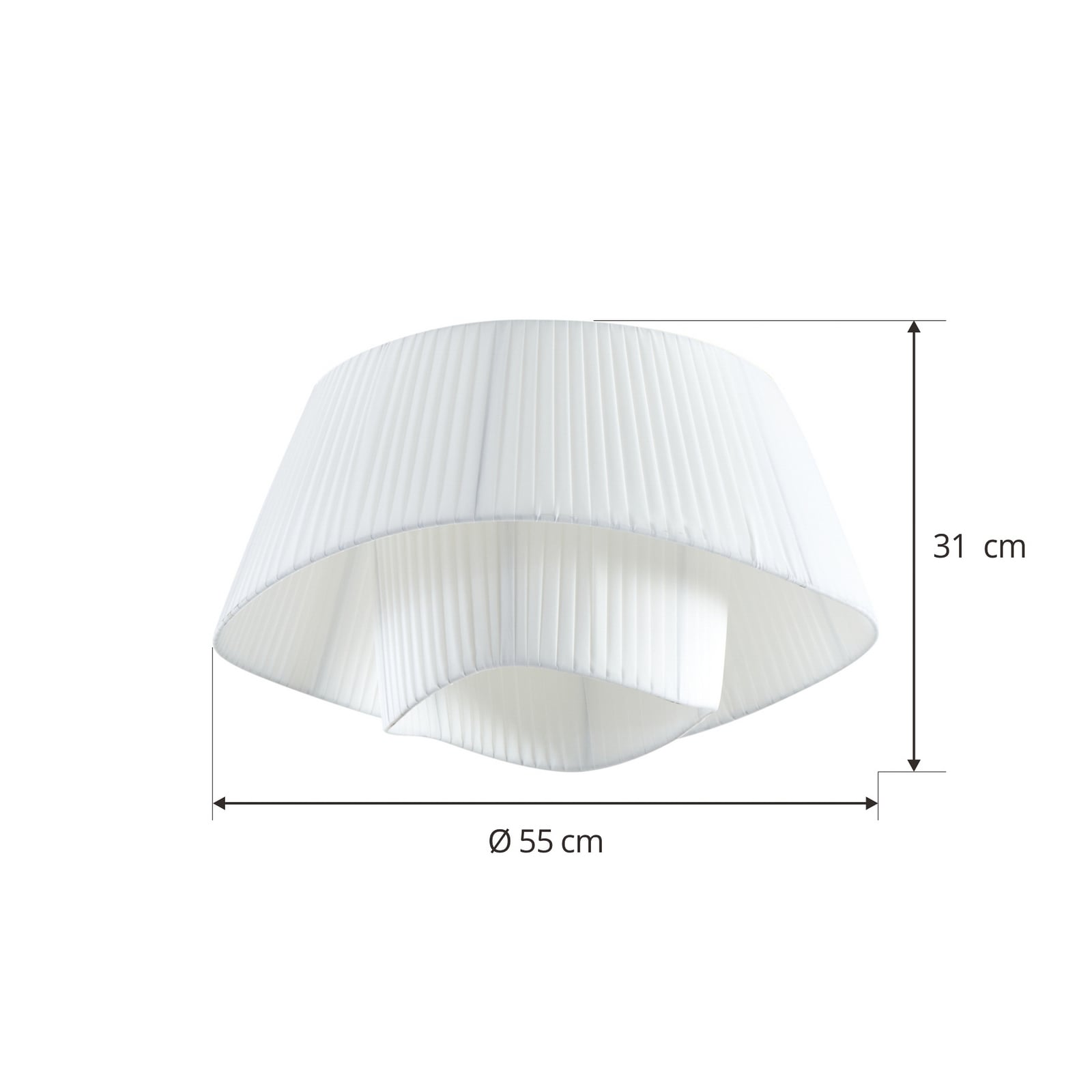 Lindby ceiling light Eryndor, white, textile, Ø 47 cm, E27