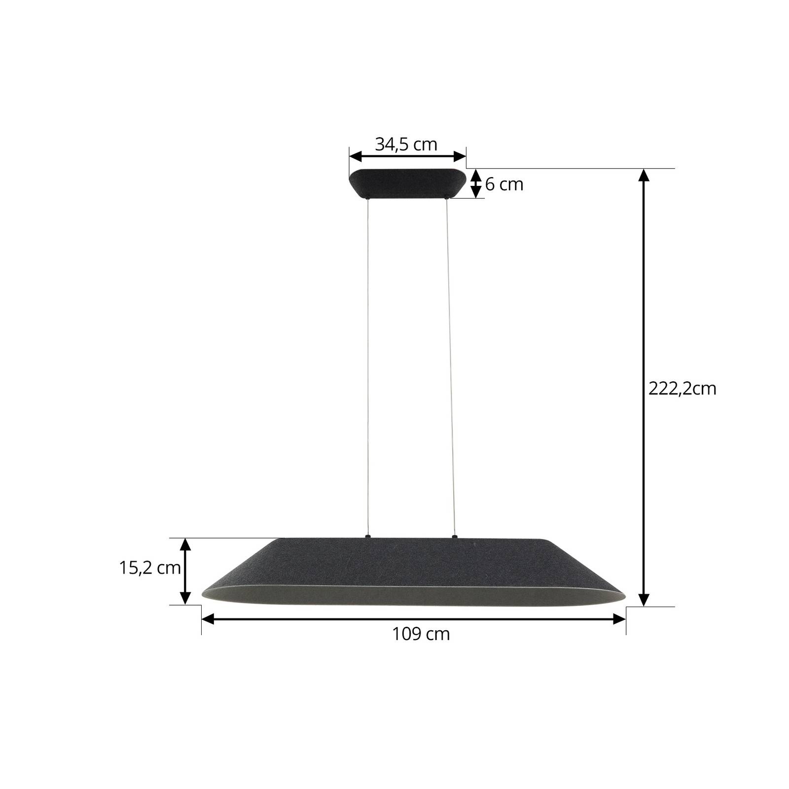 Lampa wisząca LED Lucande Naelle, czarny/szary, filc