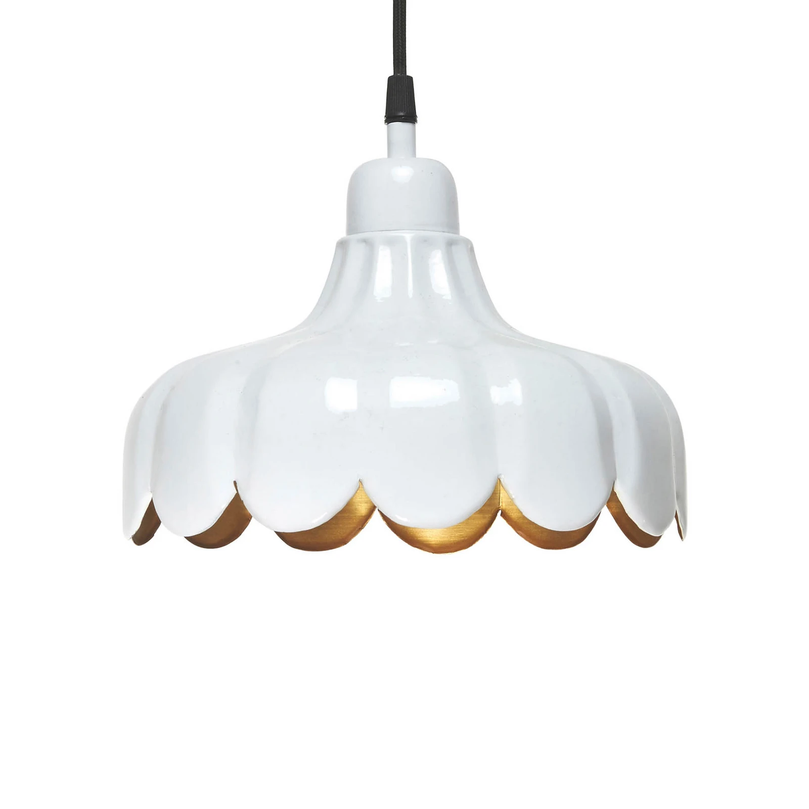 PR Home Hängelampe Wells Small, weiß/gold, Ø 24 cm, Stecker
