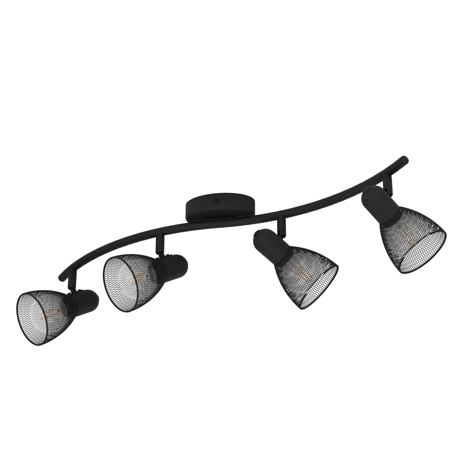 Stropni reflektor Corvigno, dužina 64 cm, crni, 4 žarulje, čelik