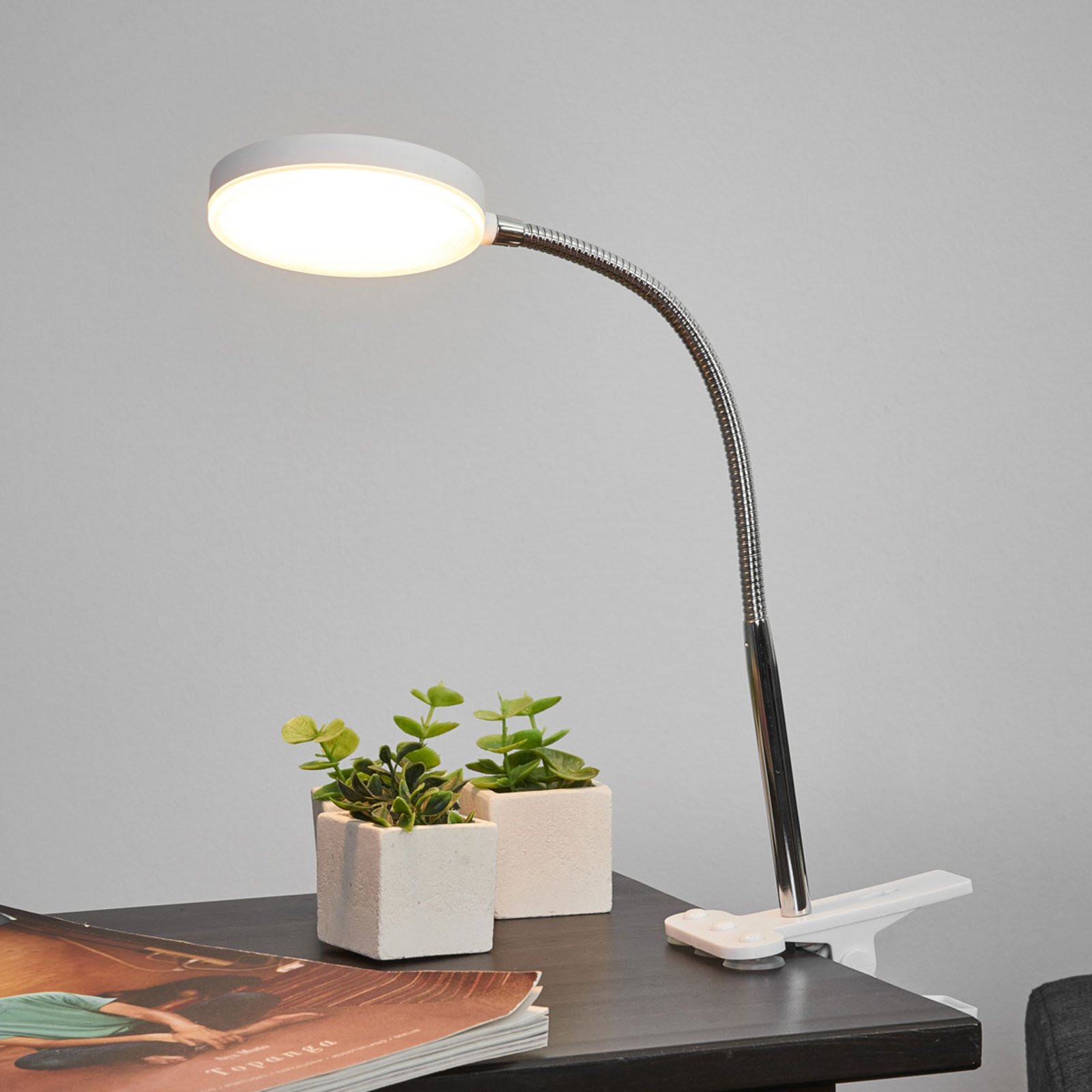 LED-Schreibtischleuchte Milow Lampenwelt Weiß Kopf Verstellbar Schreibtisch LED