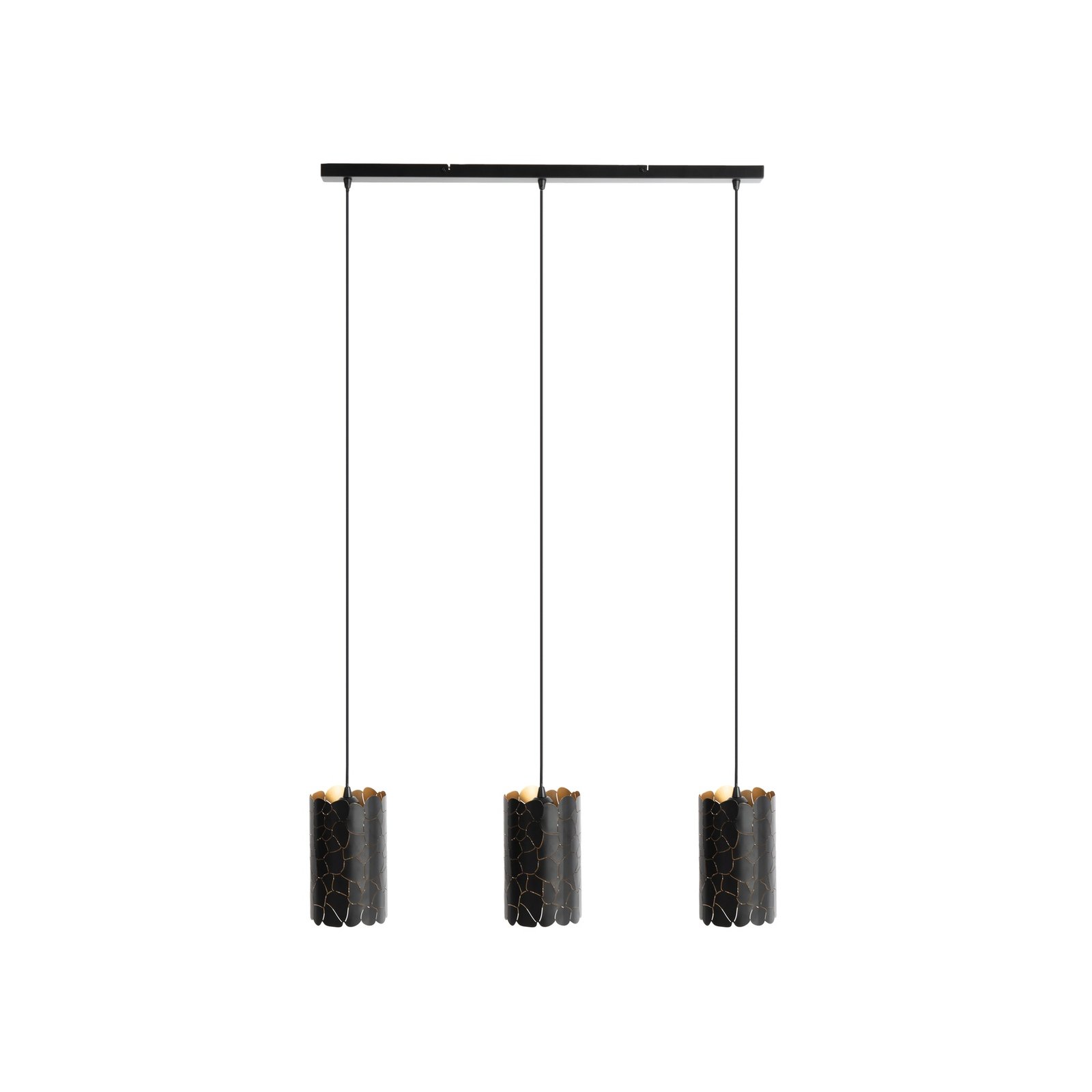 Lindby suspension Aralena, noir/or, 3 lampes, métal