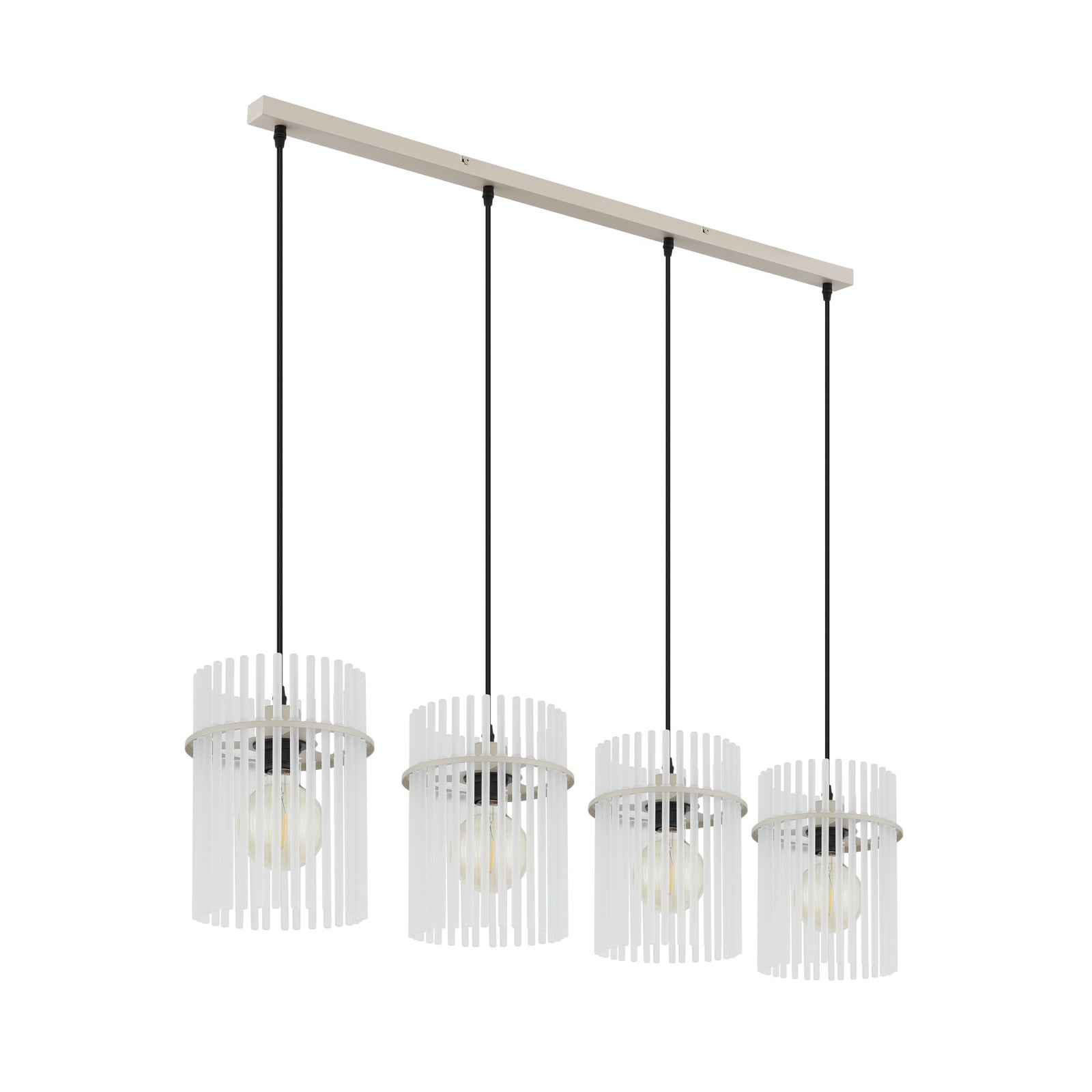 Hänglampa Gorley, vit/sand, glas, 110 cm, 4 lampor, E27