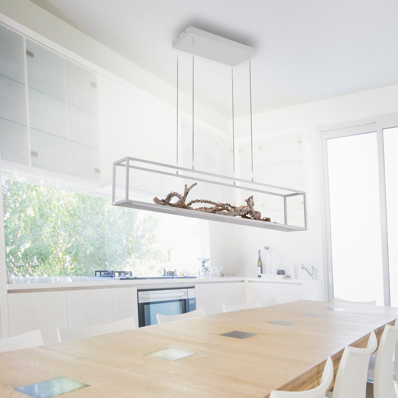 Lámpara colgante LED Contura de Paul Neuhaus, blanca, 105 cm