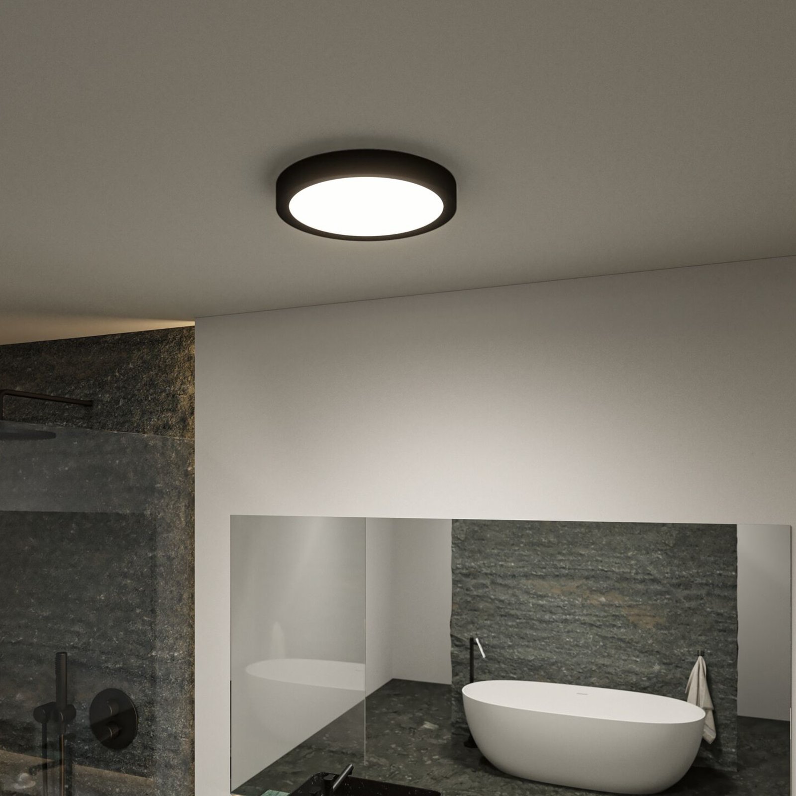 Tega LED Ceiling Lamp IP44 White/Black - Paulmann