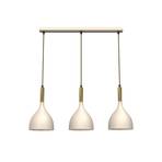 Lampada a sospensione Noak, a 3 luci, beige/oro, allungata, acciaio