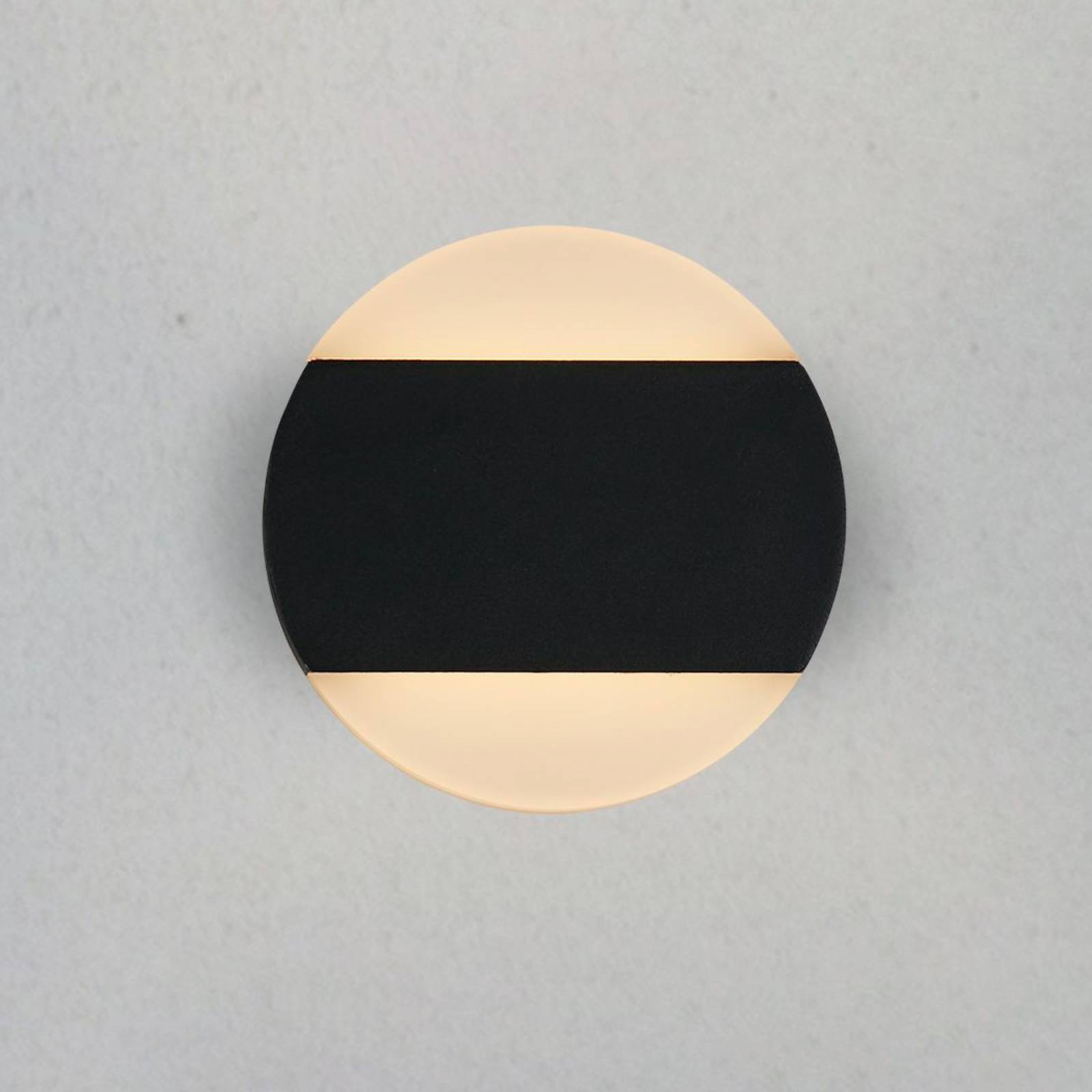 Searchlight Applique d'extérieur LED Cavern, noire, Ø 15 cm, métal