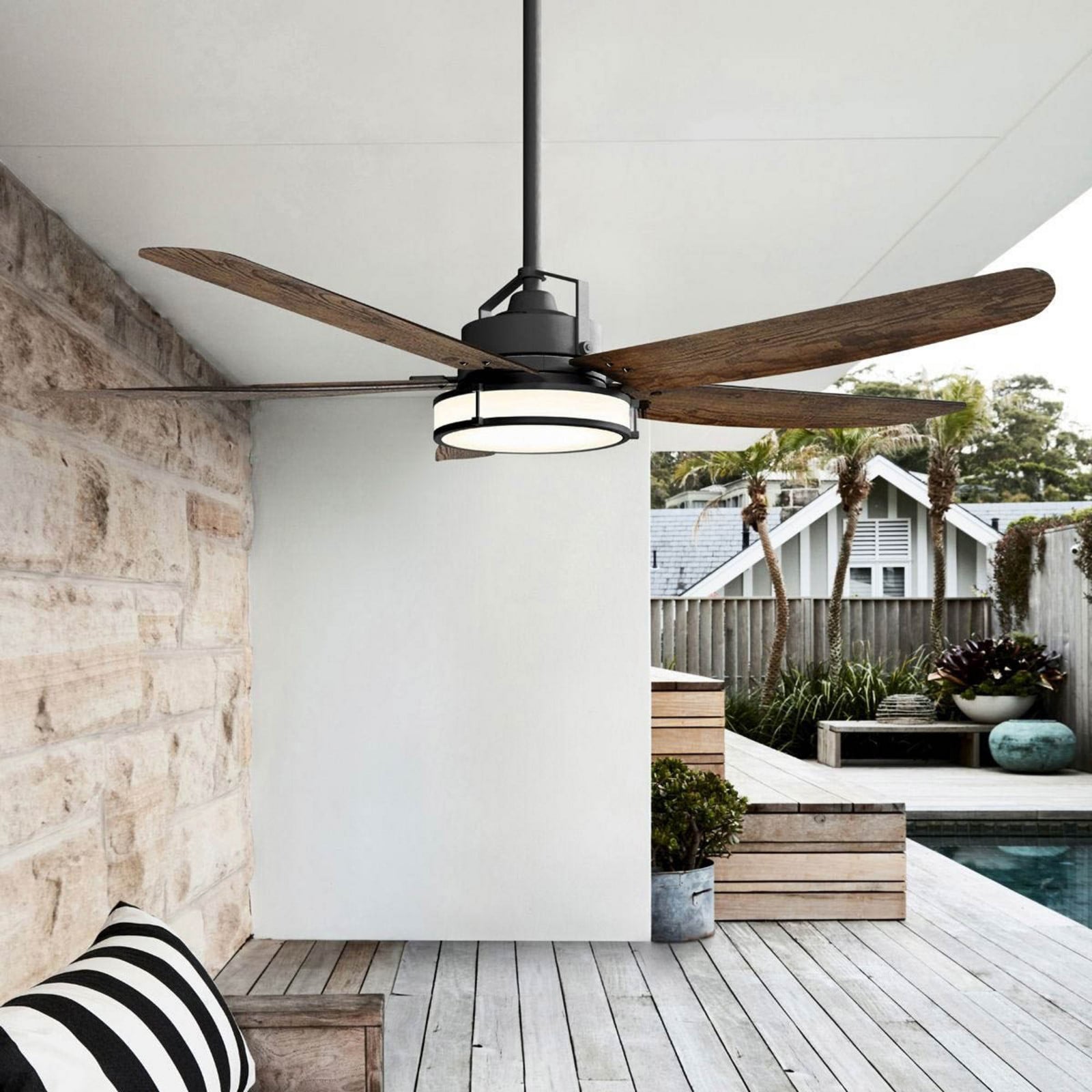 Ventilateur de plafond Louisville avec éclairage, bronze, silencieux Beacon Lighting - Salon / séjour - Bois