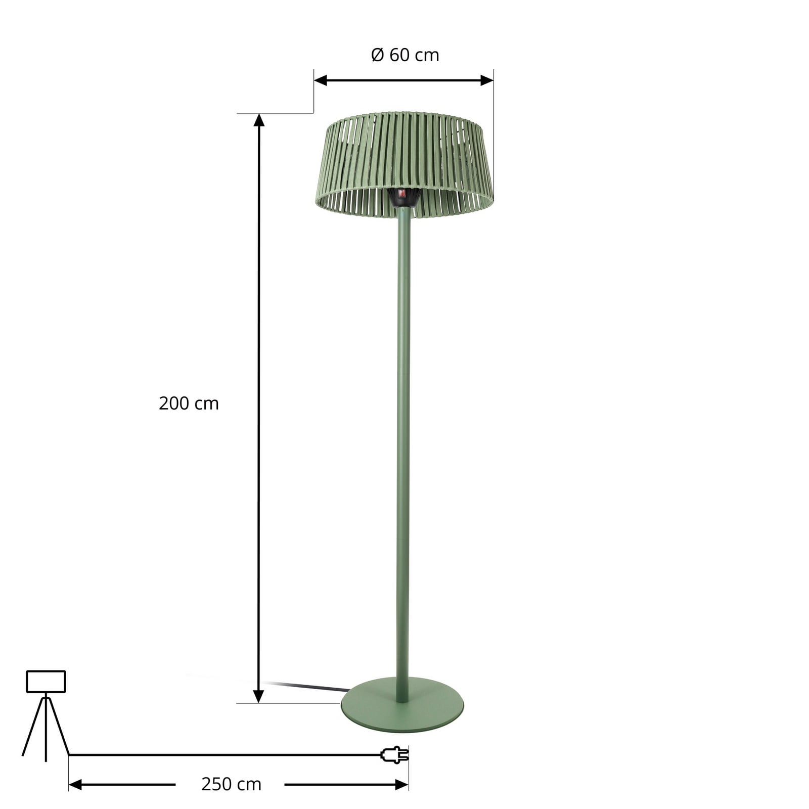 Promiennik grzewczy Lucande Pyravo, zielony, 200 cm, aluminium, IP44 Promiennik grzewczy Lucande Pyravo, zielony, 200 cm, aluminium, IP44