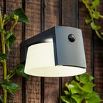 Solar-powered LED wall light Moon, anthracite, motion sensor, IP44