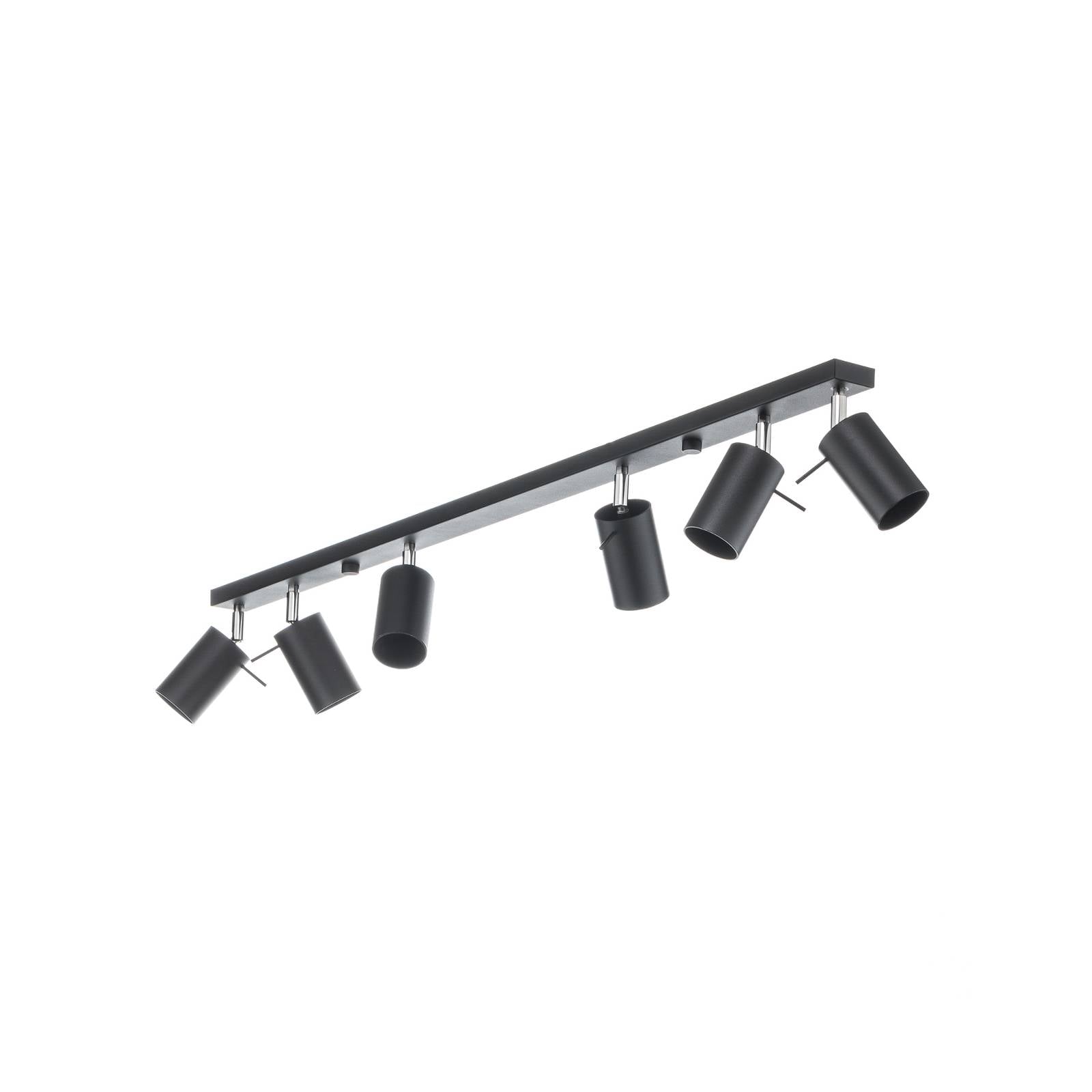 Deckenspot Round in Schwarz, sechsflammig linear