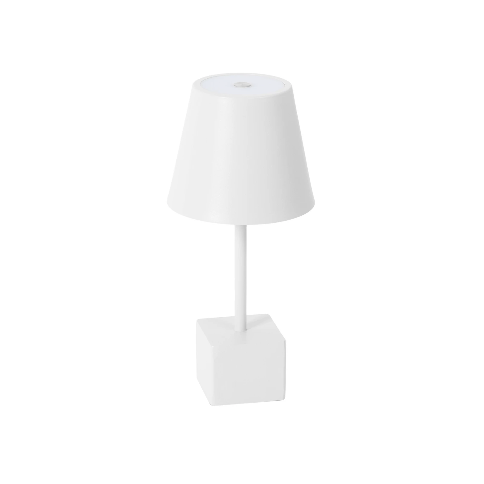 Lindby LED oppladbar bordlampe Janea CUBE, hvit, metall