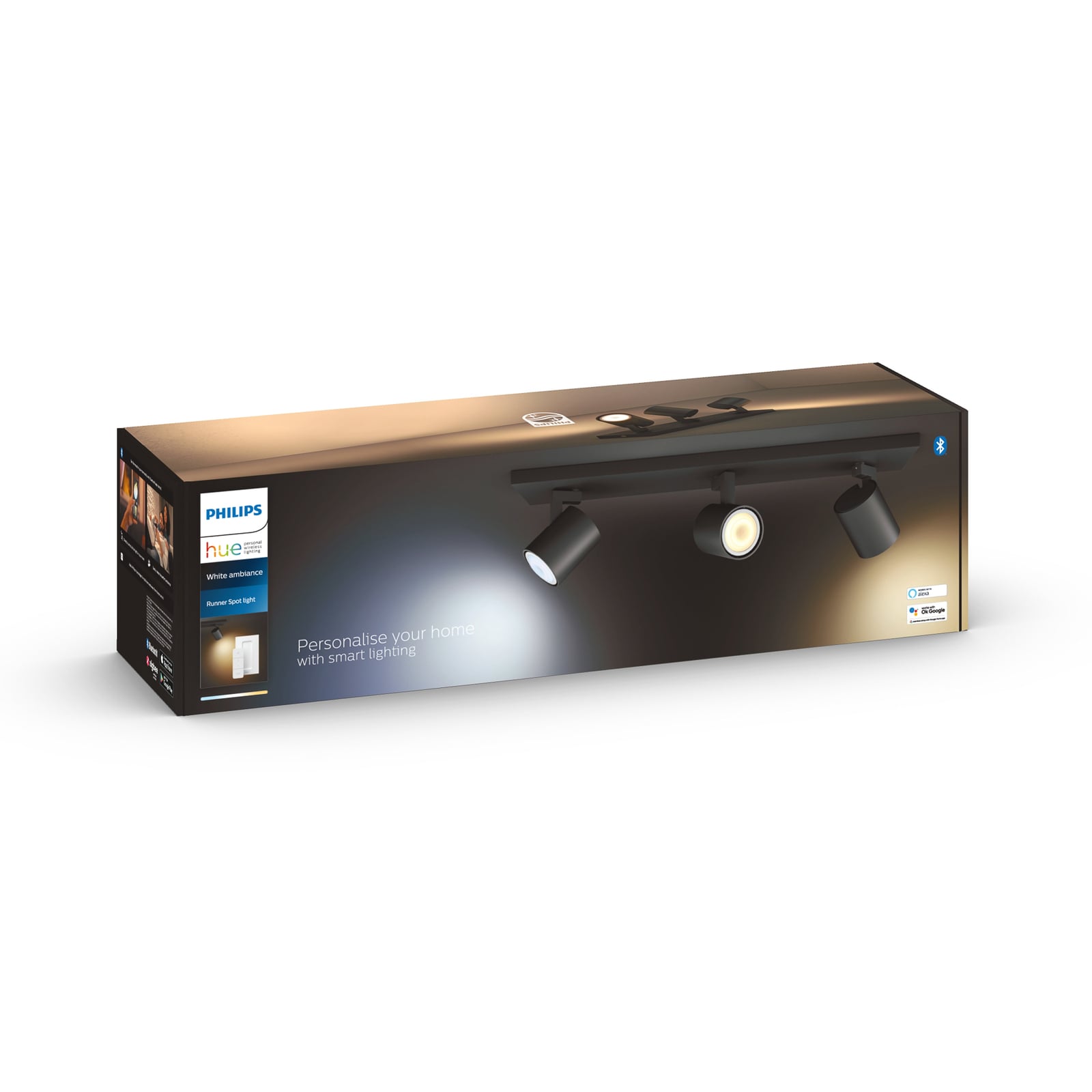 Runner Spot svart, 3 lampor, GU10, dimmer – Philips Hue Runner Spot svart, 3 lampor, GU10, dimmer – Philips Hue
