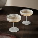 ferm LIVING Ripple champagnekom, wit, 150 ml, glas, set van 2