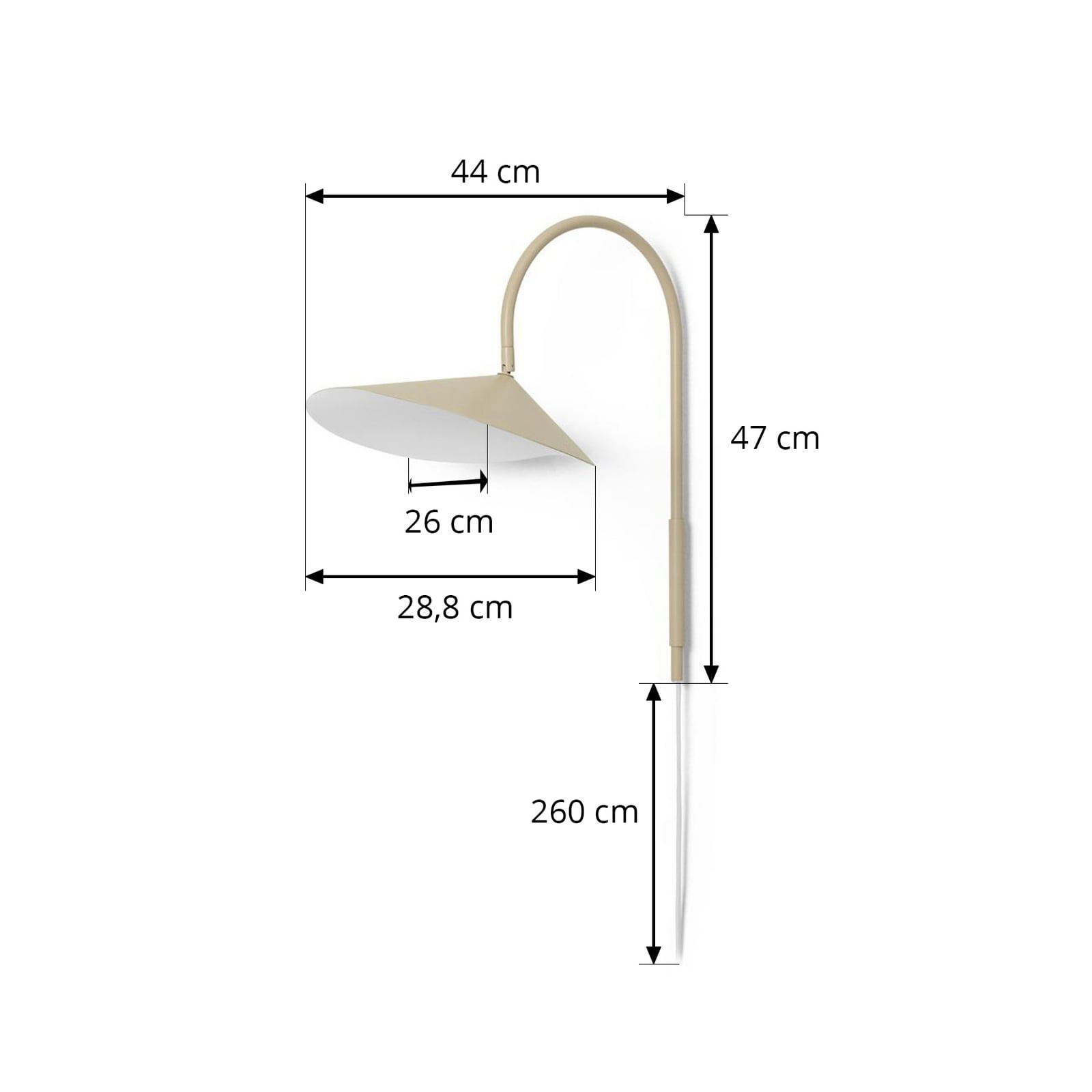 Arum Swivel vegglampe, beige, 47 cm, stikkontakt – ferm LIVING Arum Swivel vegglampe, beige, 47 cm, stikkontakt – ferm LIVING