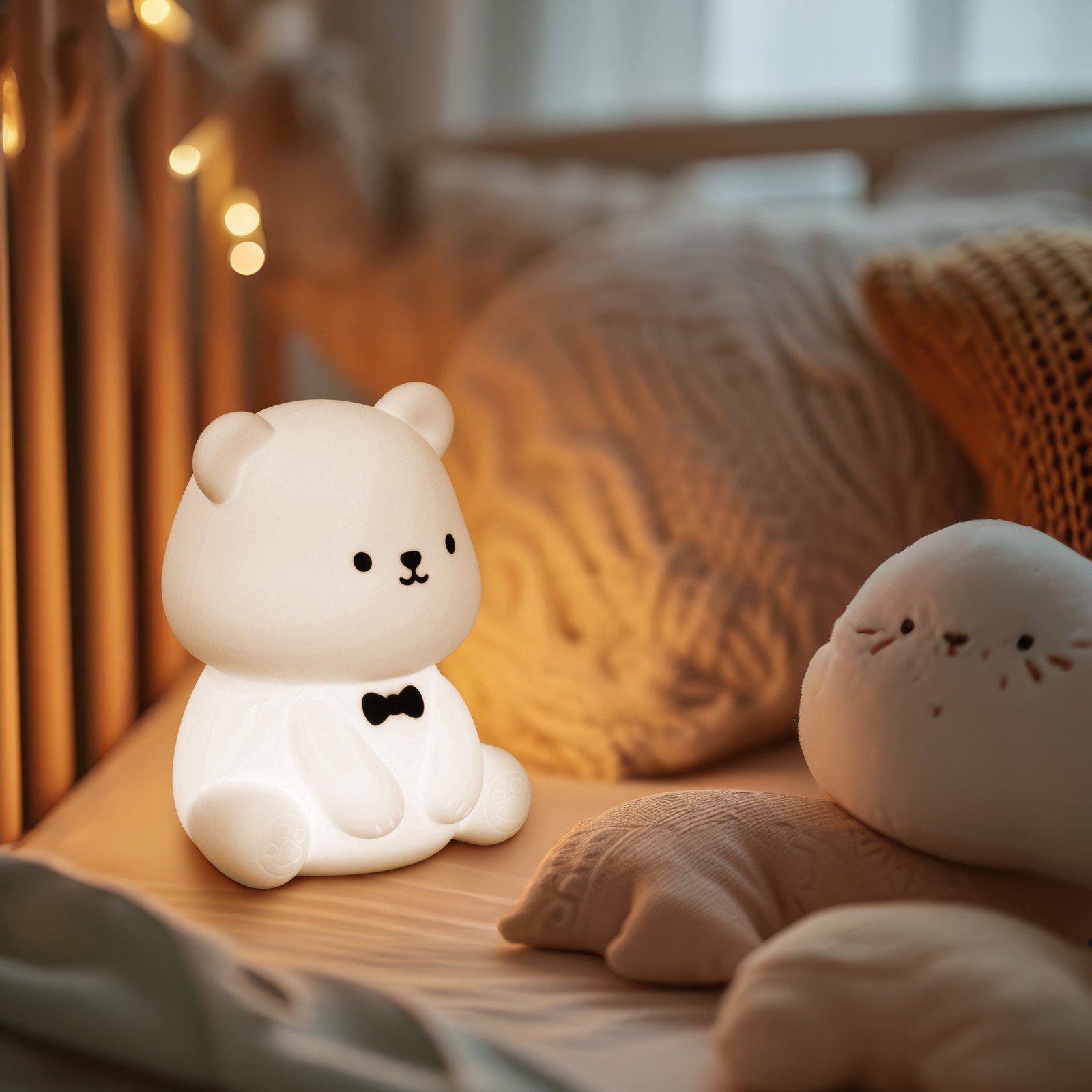 Lampă LED cu baterie Karl, albă, înălțime 13 cm, silicon