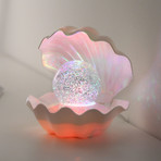 Lampa stołowa LED Arielle, perłowa, zasilana baterią lub przez USB-C, RGB