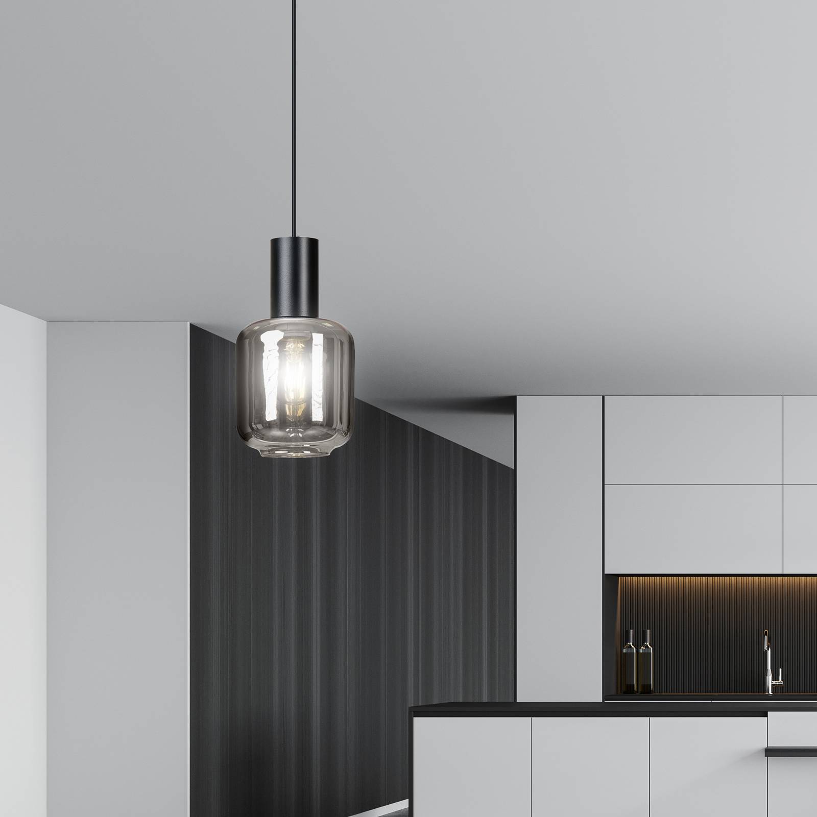 Lampa wisząca Smoke klosz dymione szkło, 1-pkt.