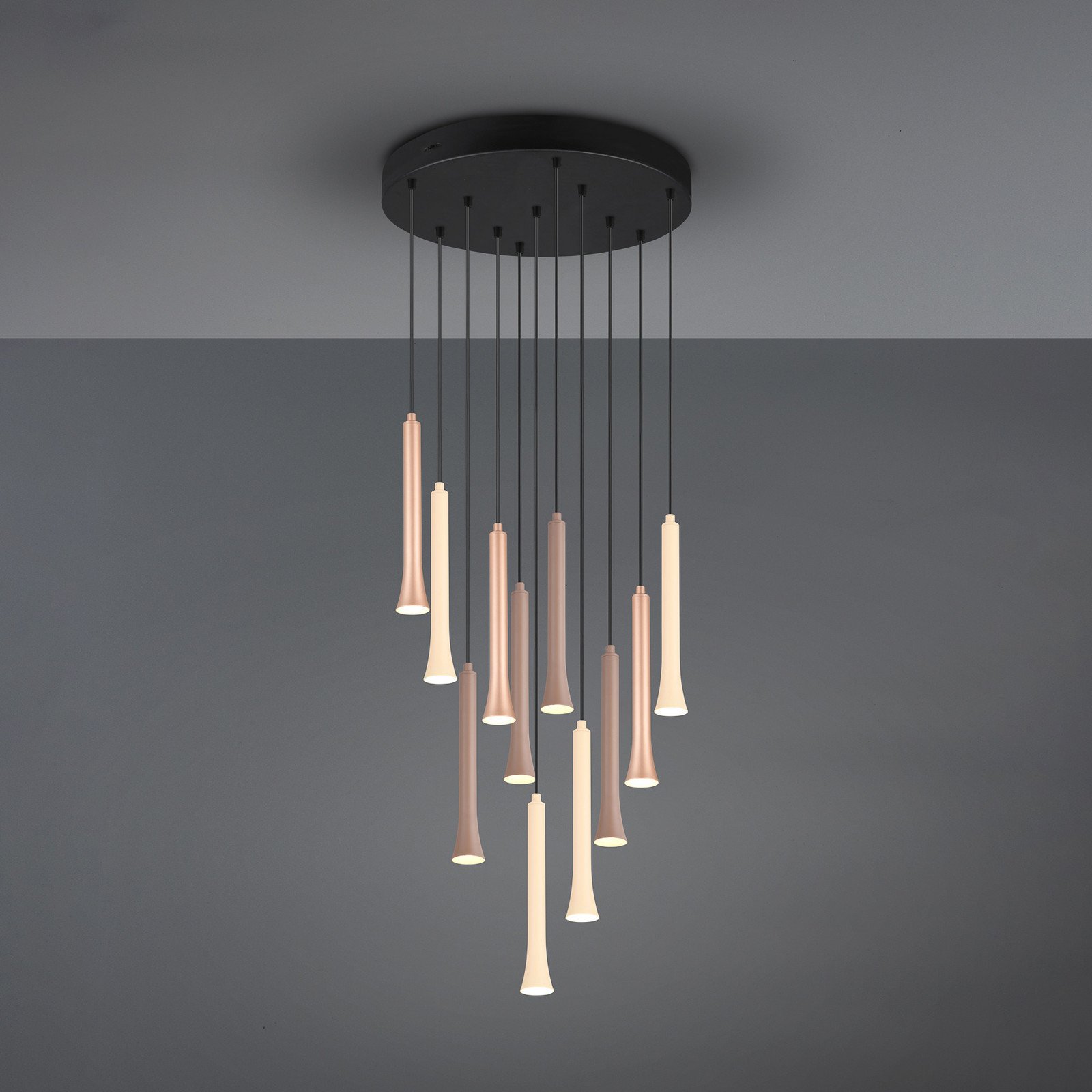 Trio Lighting Lampă suspendată cu LED Fiato 11 becuri rotundă metal taupe cafea - Camera de zi / sufragerie - negru taupe cafea