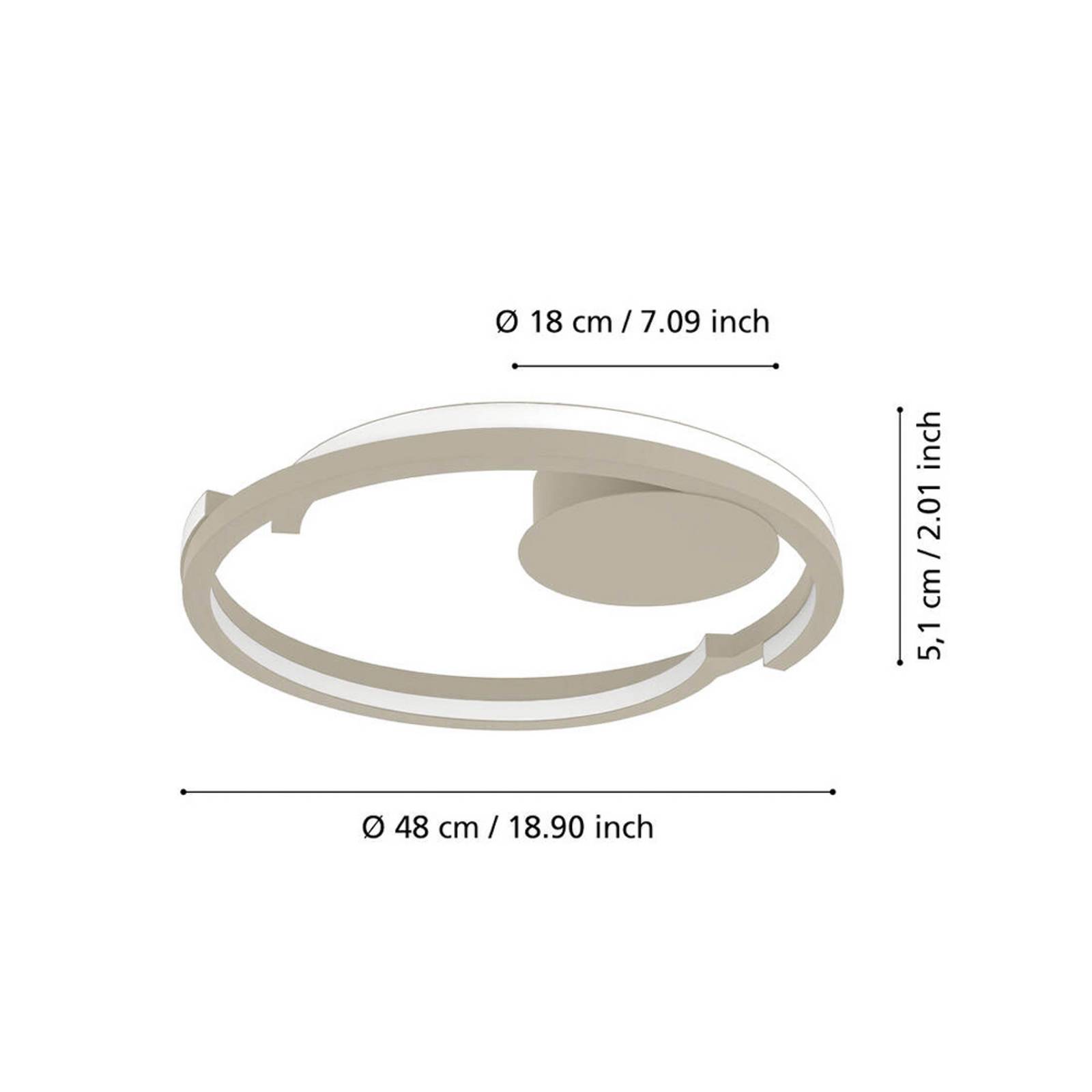 Lampa sufitowa LED EGLO MEZZOMONTE, beżowa, Ø 48 cm, CCT